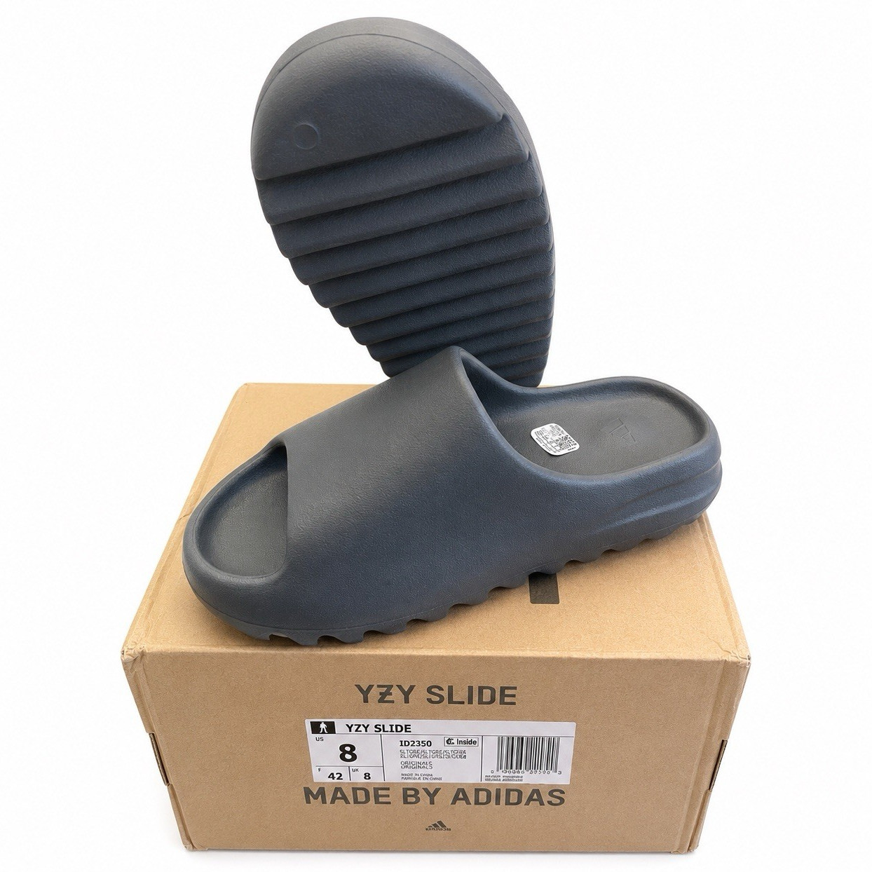 Adidas YZY Slide Yeezy Gray Logo Cushioned Slip-On Sandal Men’s US 8. New!!!!