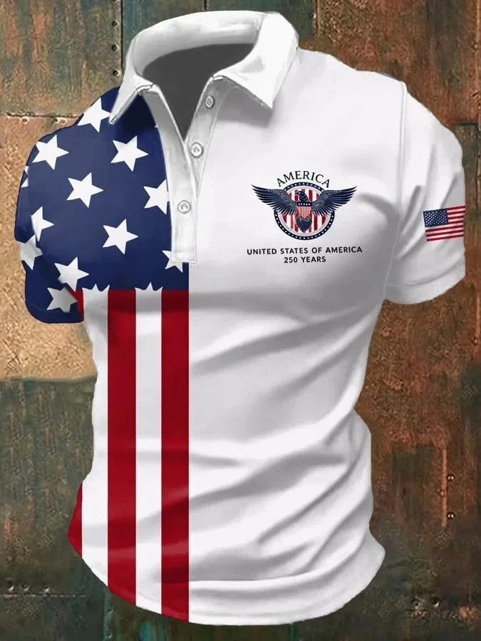 American Flag Polo Shirt, Patriotic Shirt 250th Anniversary Polo Shirt 1776-2026