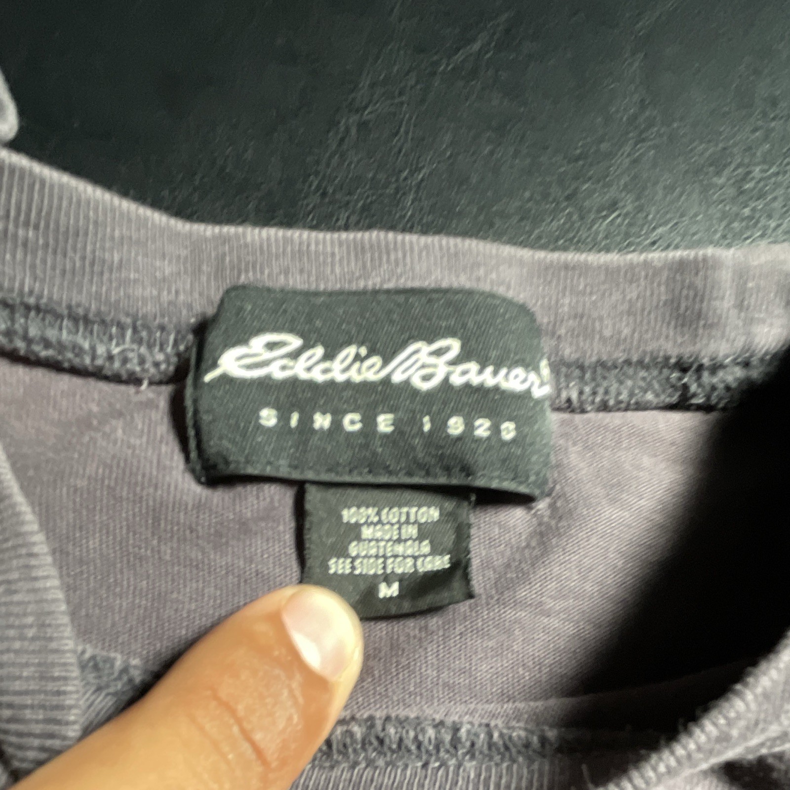 Eddie Bauer Men’s Solid Gray Crew Neck Short Sleeve Cotton Knit Logo Tee M