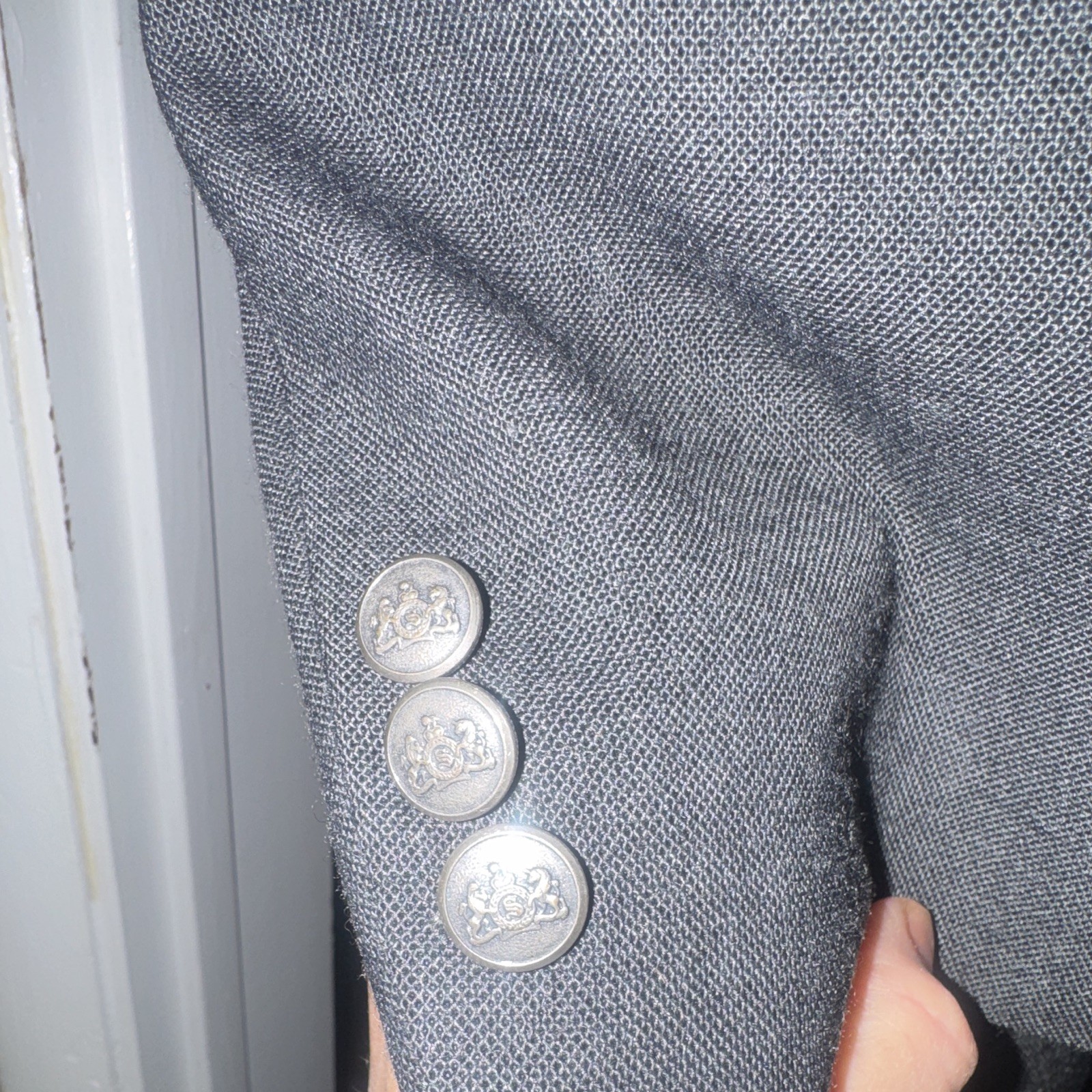 Stafford Gray Worsted Wool Suit Jacket 2-Button Notch Lapel 46 Inner Pockets