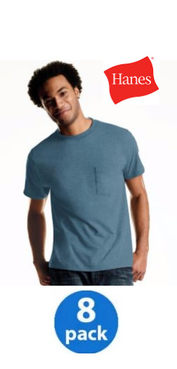 Hanes Men’s FreshIQ® ComfortSoft® Dyed Assorted Colors Pocket T-Shirt 8-Pack