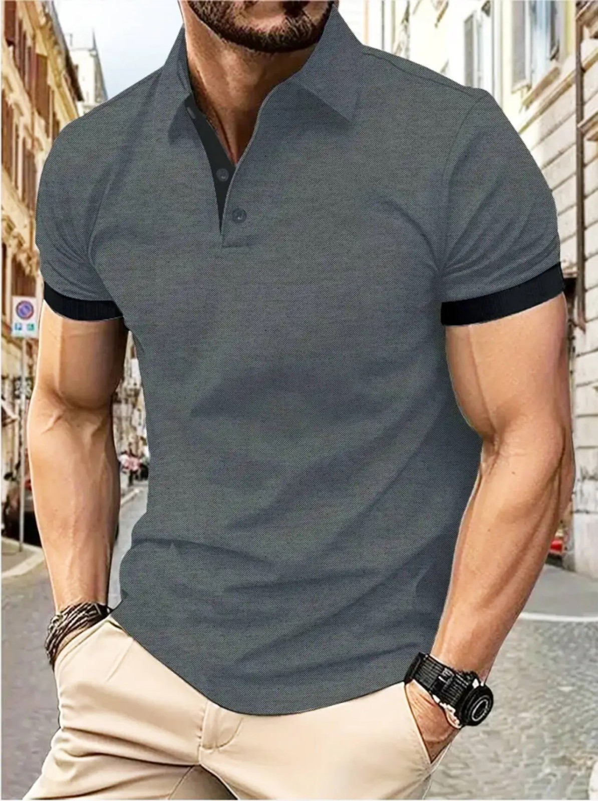 Men’s Short Sleeve Color Polo Shirt Casual Summer Wear T-shirt Beach Tee Gift