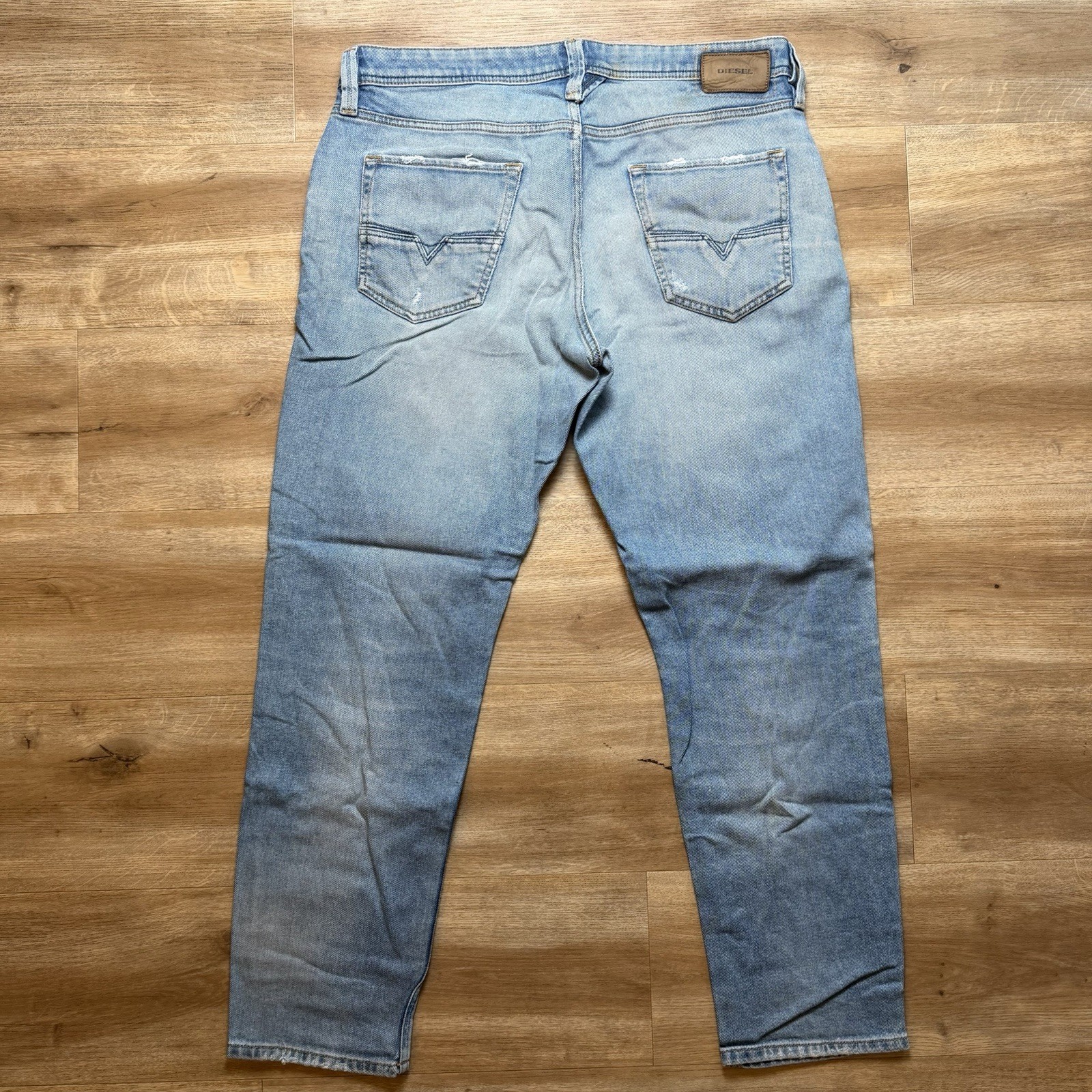 Diesel Larkee-Beex Jeans Men 34×30 Blue Regular Tapered Stretch Thrashed 089AW