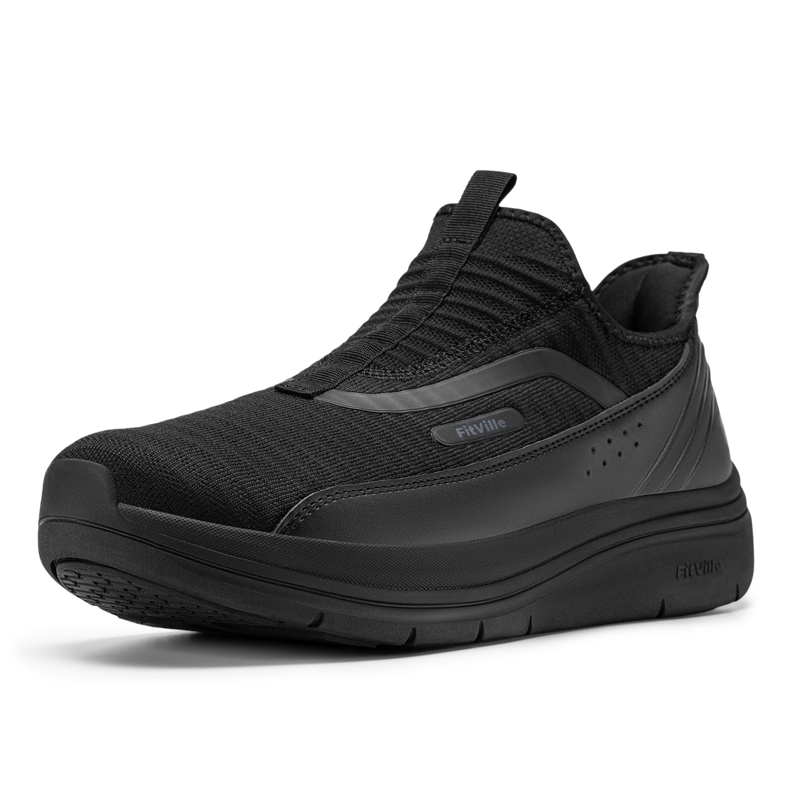 FitVille Men’s Extra Wide Slip On Walking Shoes Arch Support Sneakers
