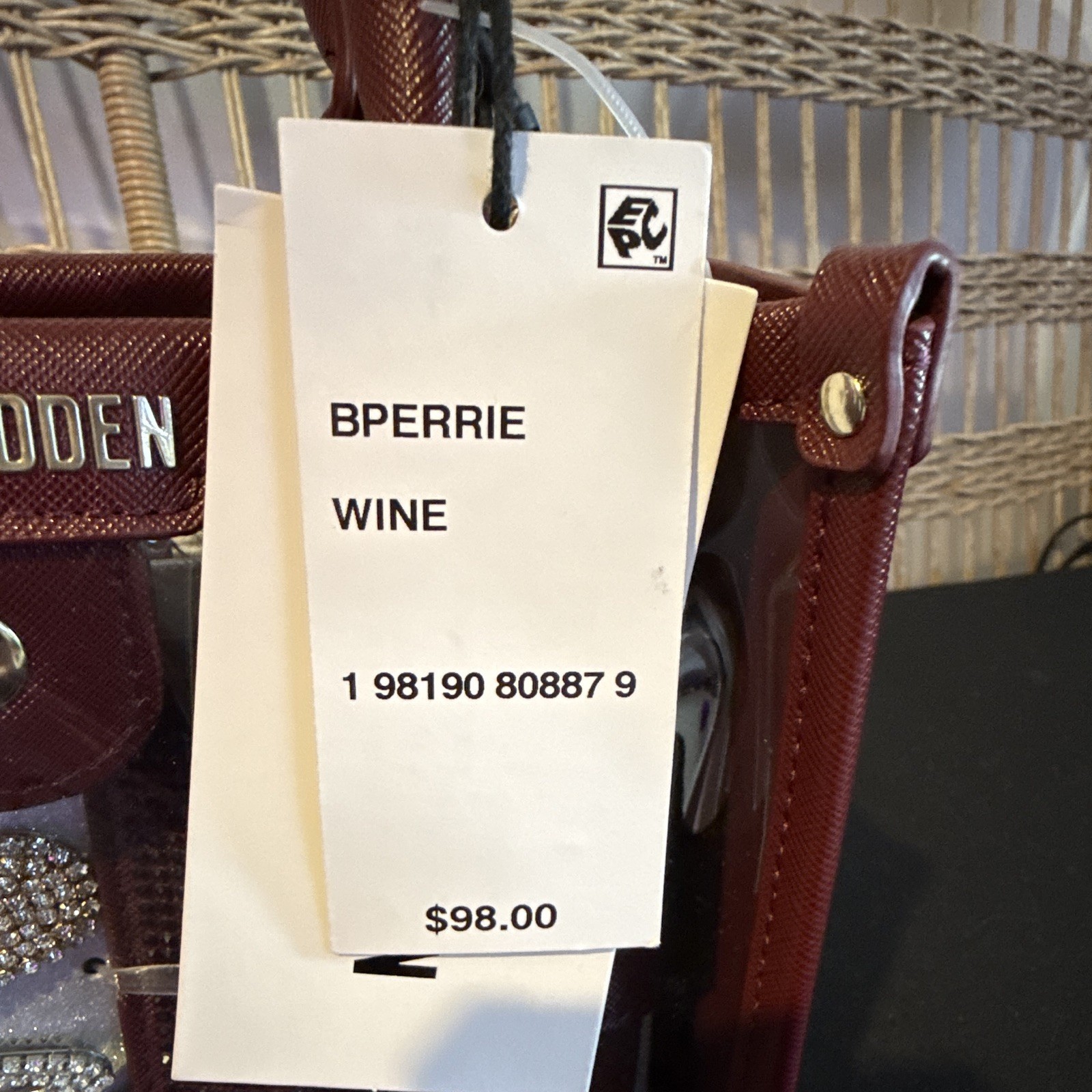 NWT Steve Madden Clear Box Tote With Burgandy Gift Set