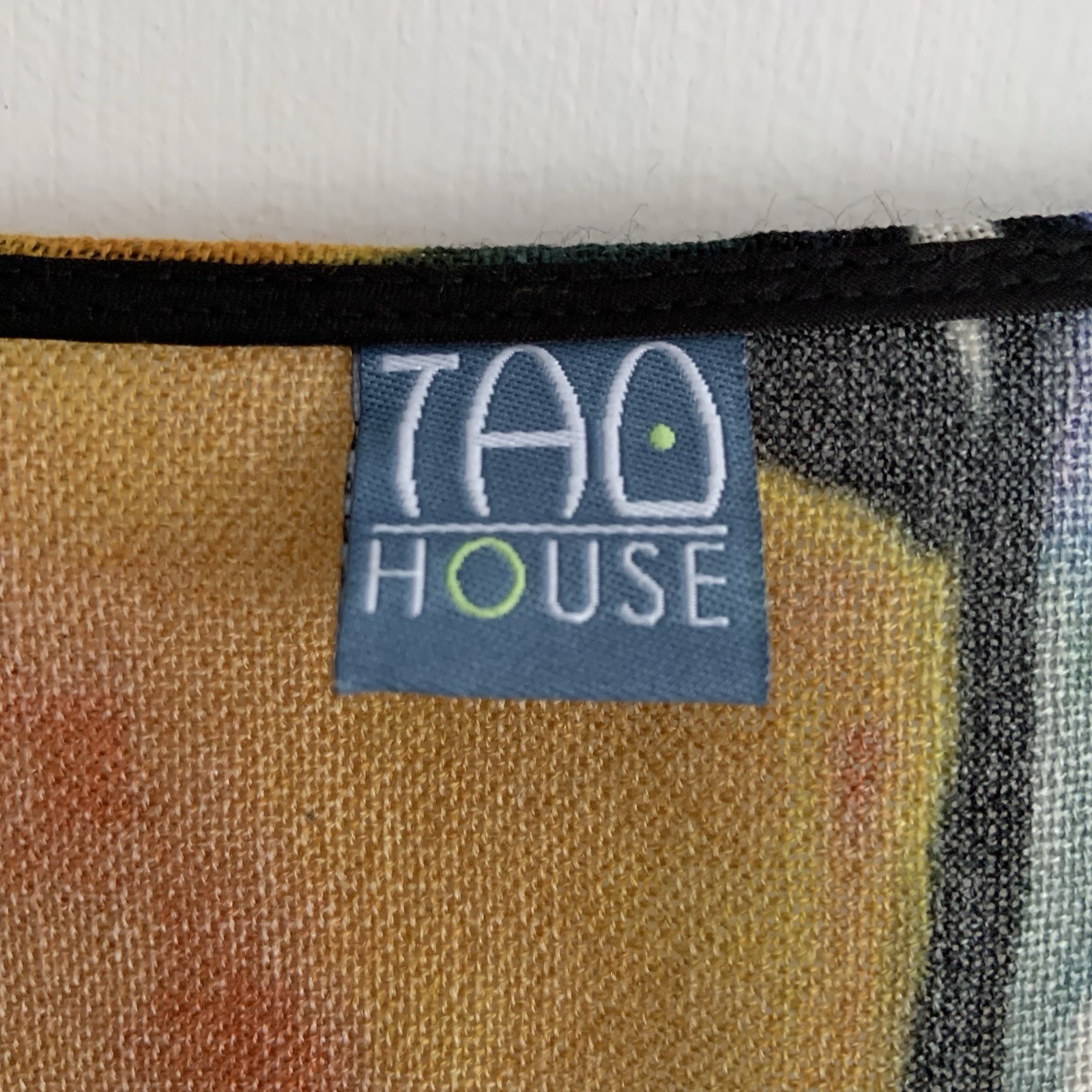 Tao House Open Cardigan 100% Sheer Wool L/XL Hand Printed Abstract *Sm FLAW