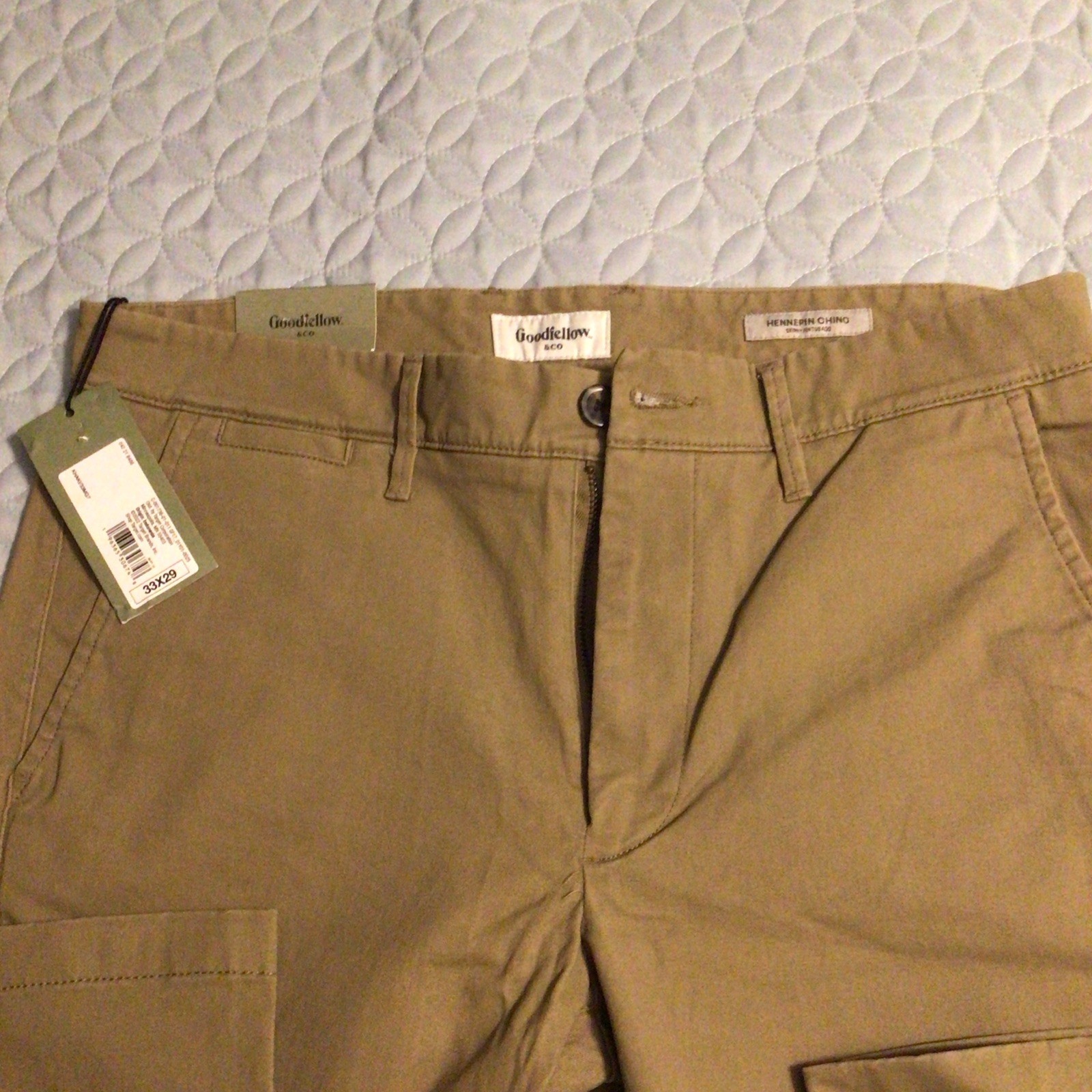 Goodfellow & Co Men’s Khaki Chino Pants Slim Tapered Cotton Twill 33W 29L