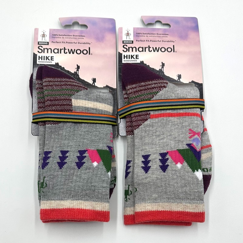 Smartwool 2 Pack Women’s Crew Socks Hike Merino Wool Cushion Size Med Grey