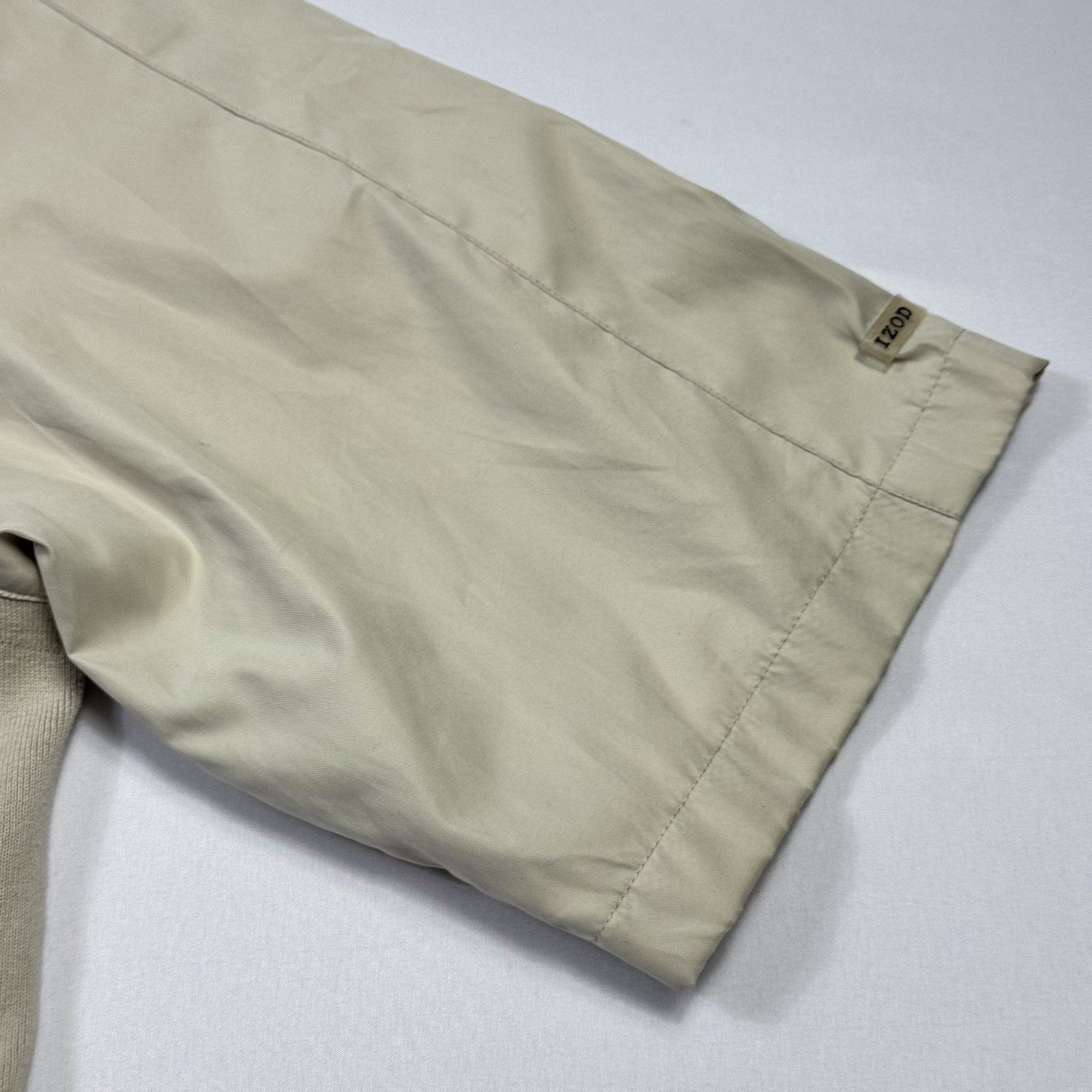 IZOD Golf V-Neck Windbreaker Jacket Short Sleeve Nylon Polyester Beige Men’s L