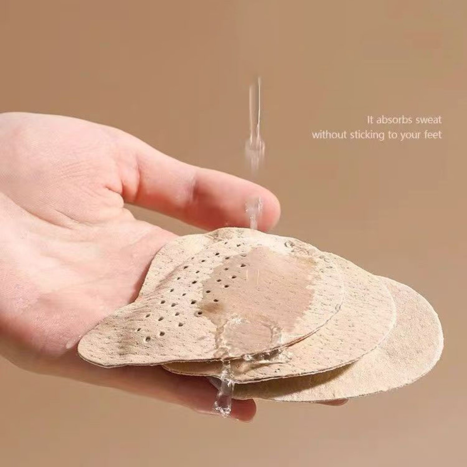 6PCS Faux Cowhide Self Adhesive Forefoot Insole Breathable Non Slip for High