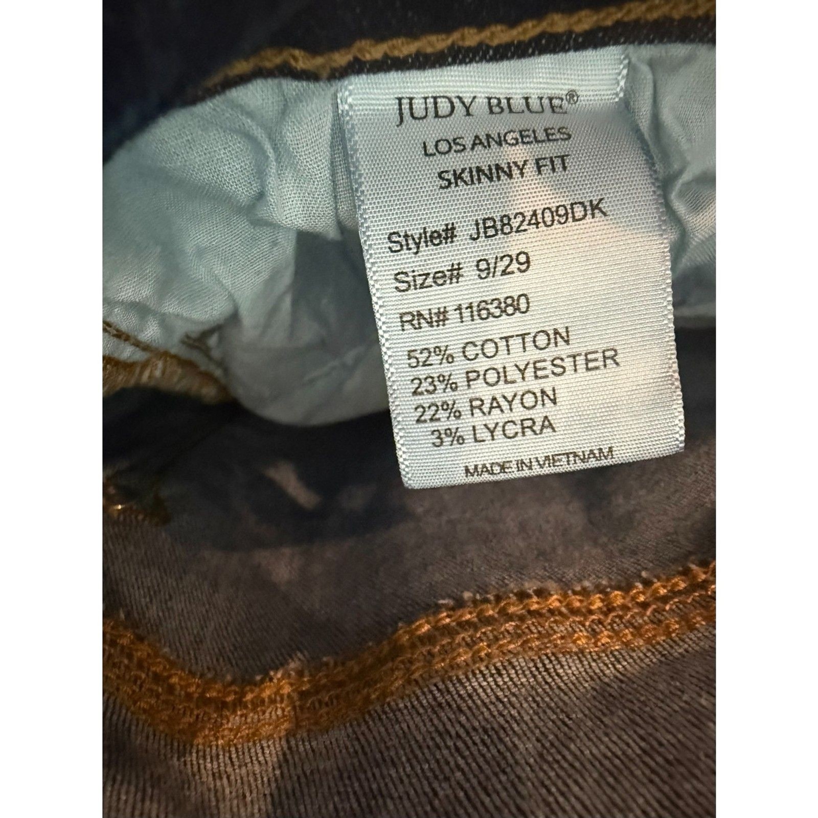 Judy Blue Dark Wash Skinny Jeans High Rise Clean Non Distressed Denim Size 9/29