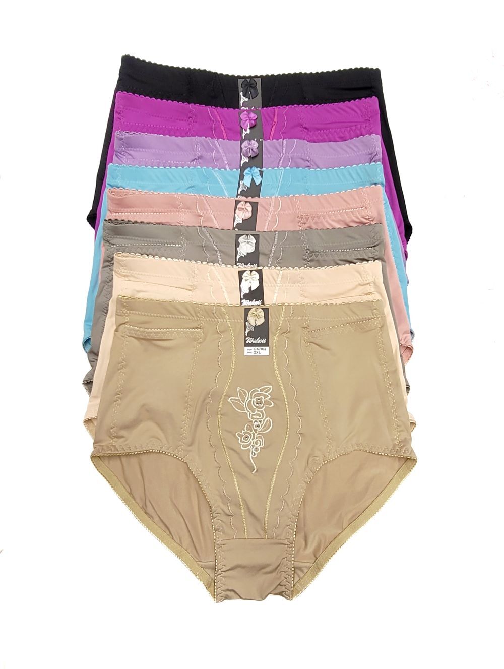Women High Waist Pockets Tummy Control Full Coverage Girdle Brief Panties S-4XL