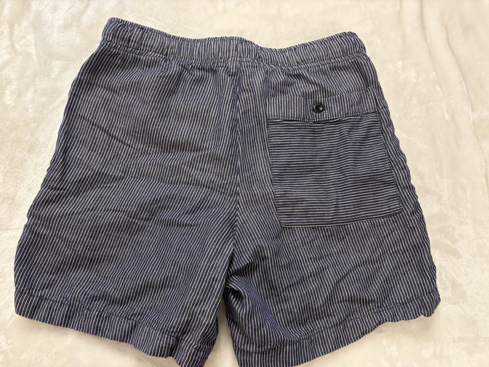 Banana Republic Women’s Blue/White Striped Linen-Cotton Chino Shorts 6″ Inseam S