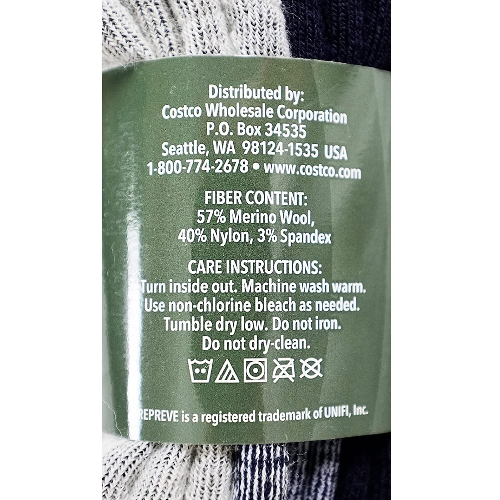 Kirkland Signature Men’s Merino Wool blend sock, size 7-13, 4-pair USA Made