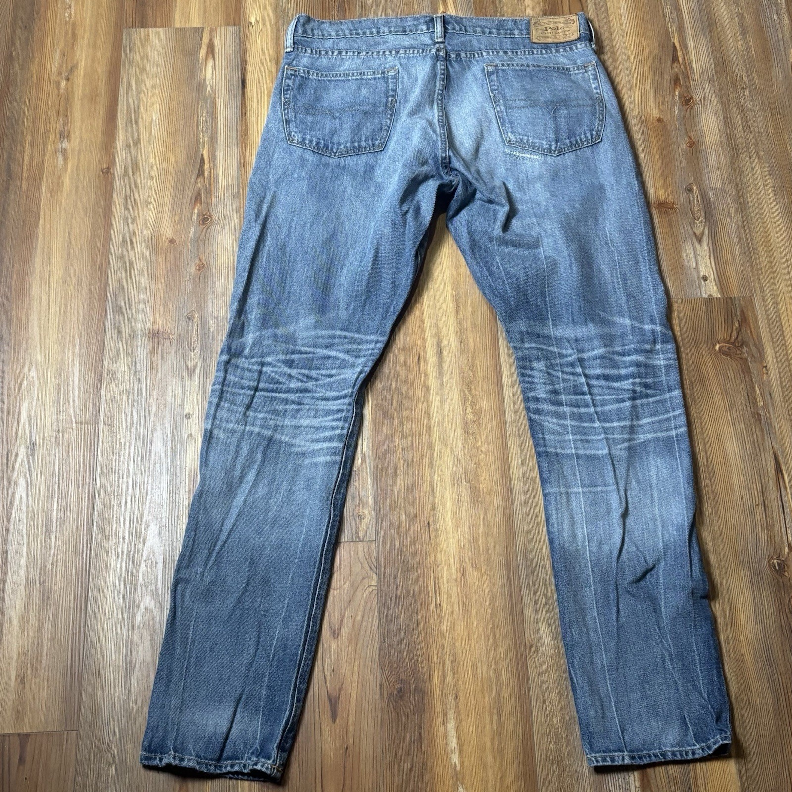 Polo Ralph Lauren Men’s The Sullivan Slim Patchwork Distress Blue Jeans 34×34