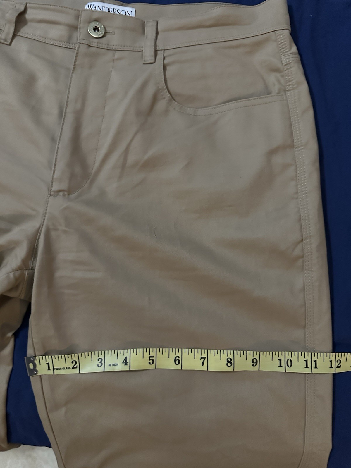 JW ANDERSON Size 38 Tan Cotton Tapered Flat Front Embroidered Pocket Pants