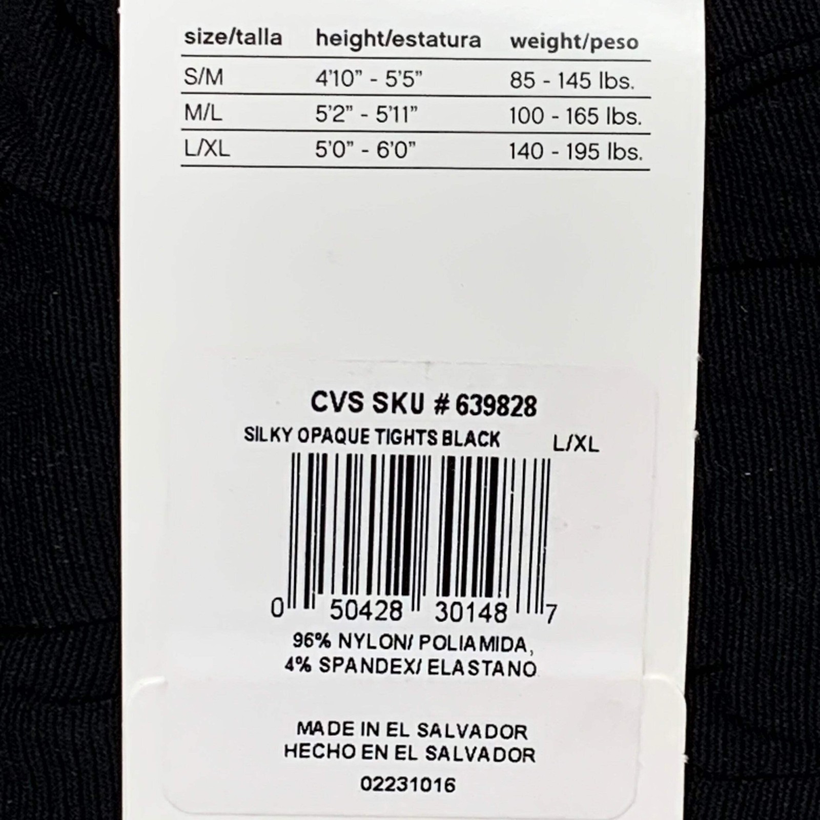 STYLE ESSENTIALS Tights Hanes Silky Opaque Size L XL Black Non Control Top