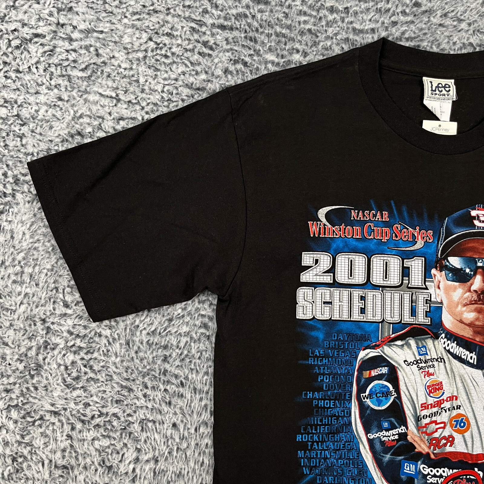 Vintage Lee Dale Earnhardt Shirt Mens Large Black 2001 NASCAR Winston Cup Racing