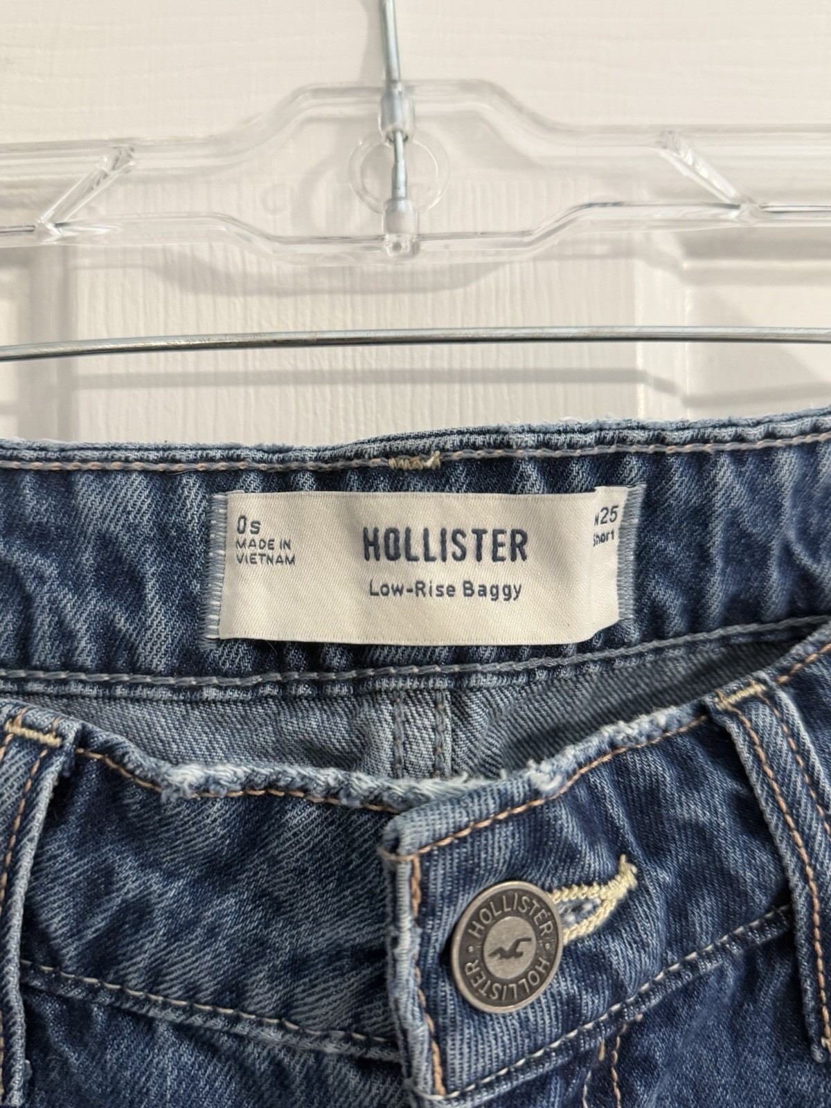 Hollister Low Rise Baggy Wide-Leg Blue Medium Wash Denim Jeans 5-Pocket