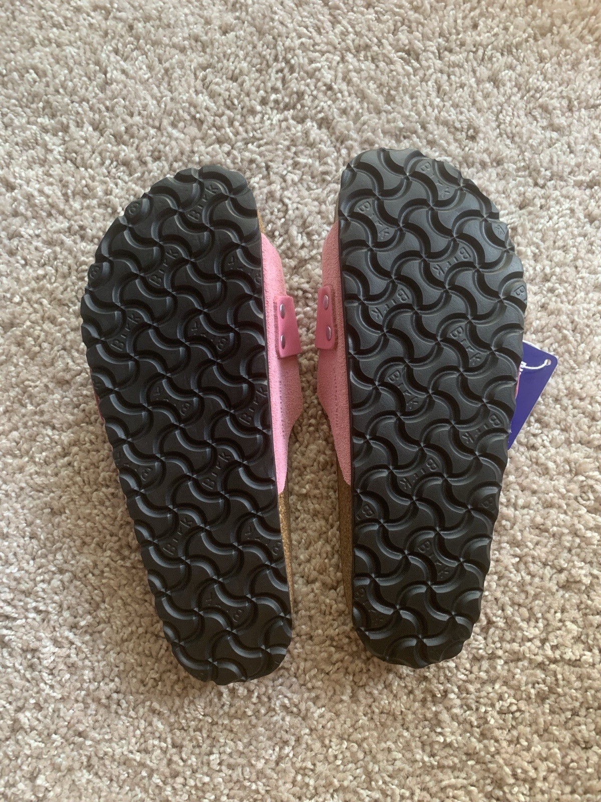 Birkenstock Oita Suede Leather Candy Pink Slide Sandals Adjustable Strap US 6