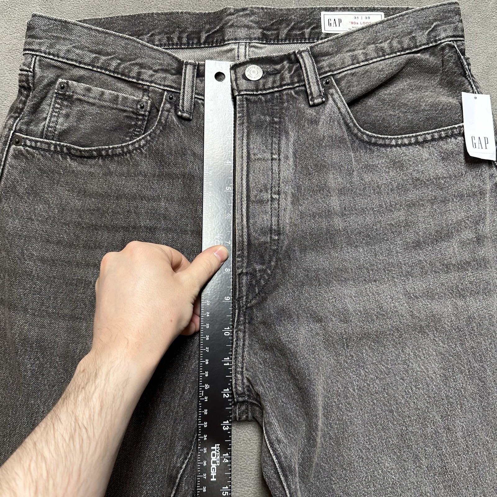 NWT Gap 90s Loose Jeans Mens 31×30 (33×29) Gray Washed Black Denim Baggy