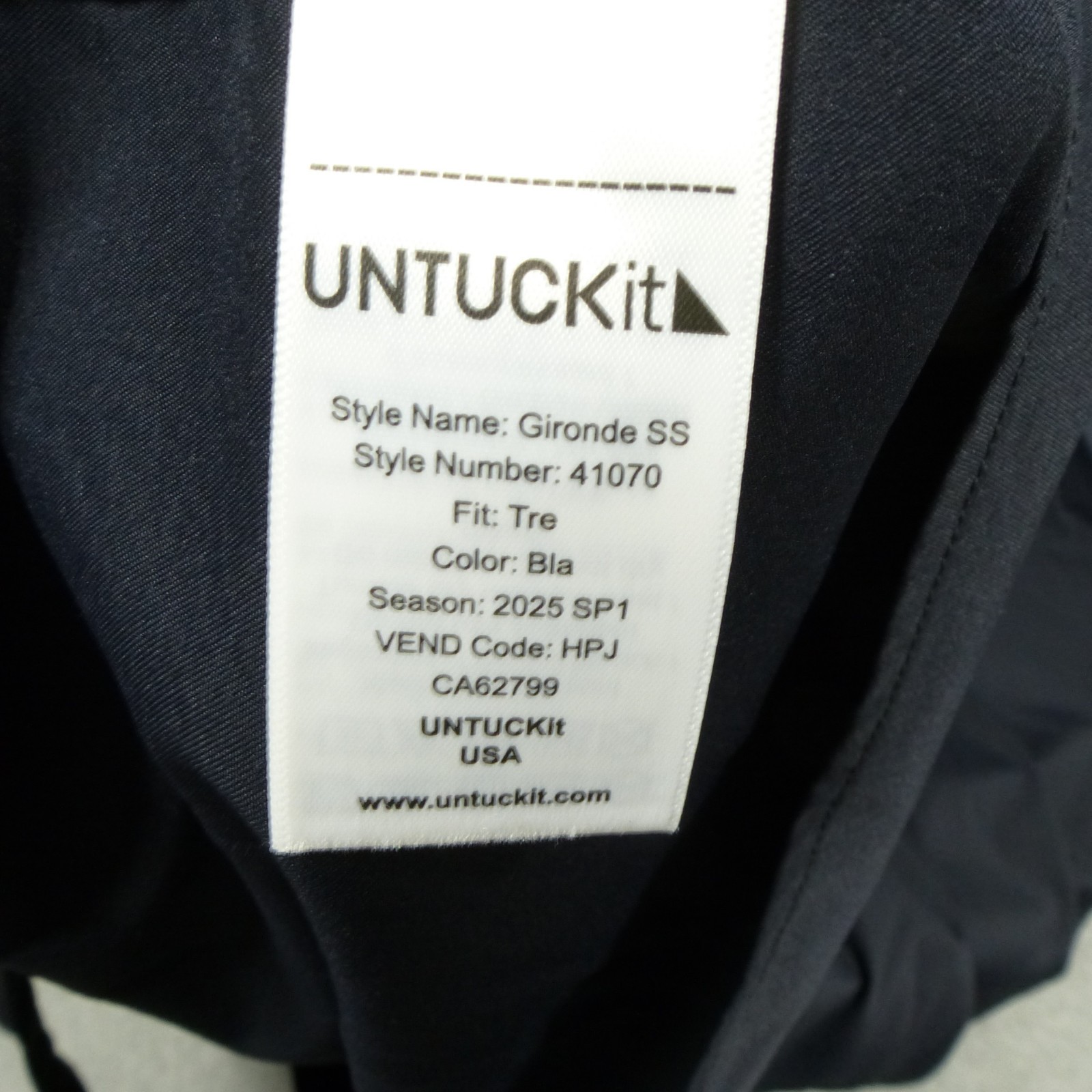 Untuckit Shirt Mens 2XLT Tall Black Short Sleeve Nylon Elastane Office Casual