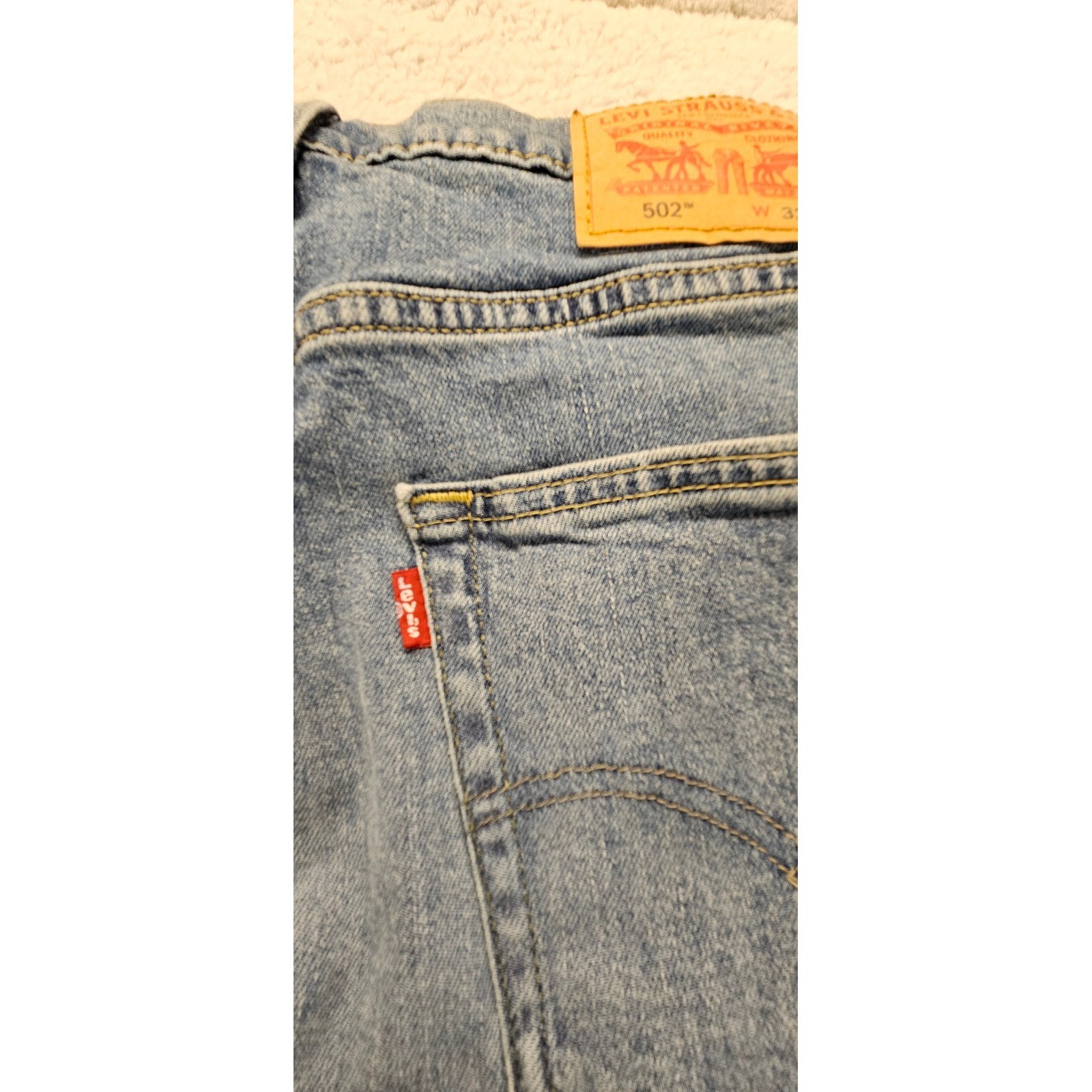 Levis 502 Regular Taper Mens Light Wash Denim Jeans W32 L30 WaterLess
