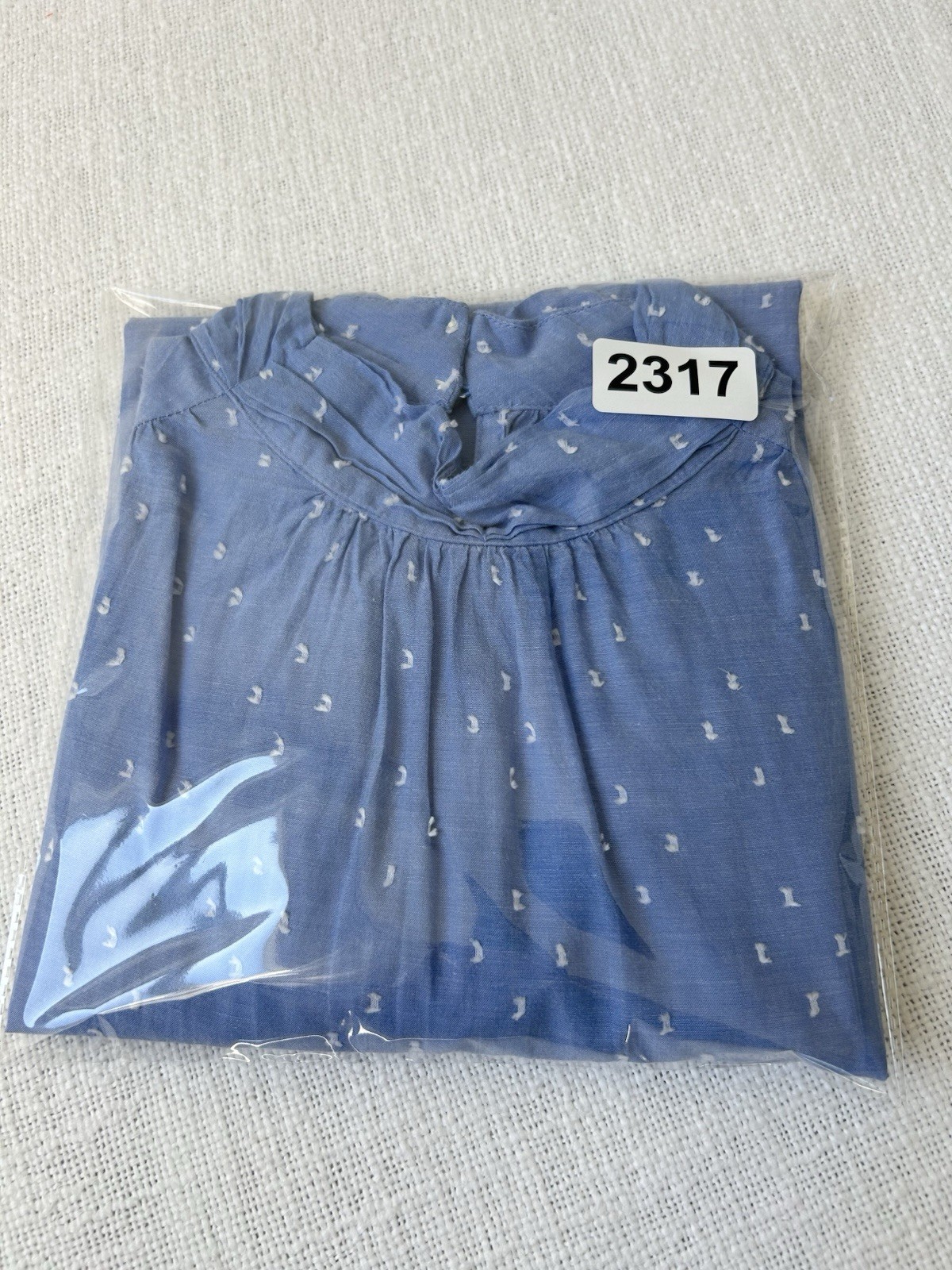 LOFT Clip Mock Neck Long Sleeve Blouse Blue Size XXS Cotton Light Feminine EUC