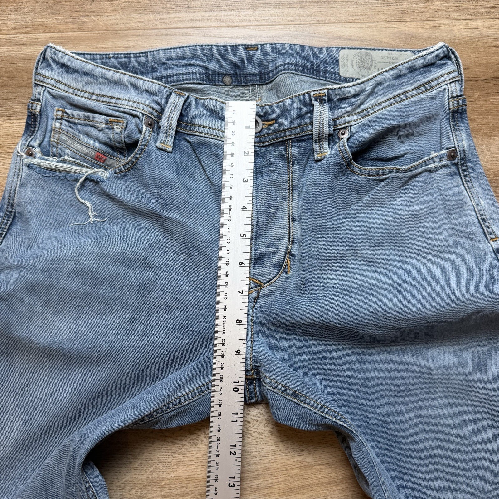 Diesel Larkee-Beex Jeans Men 31×30 Blue Regular Tapered Stone Wash Distressed