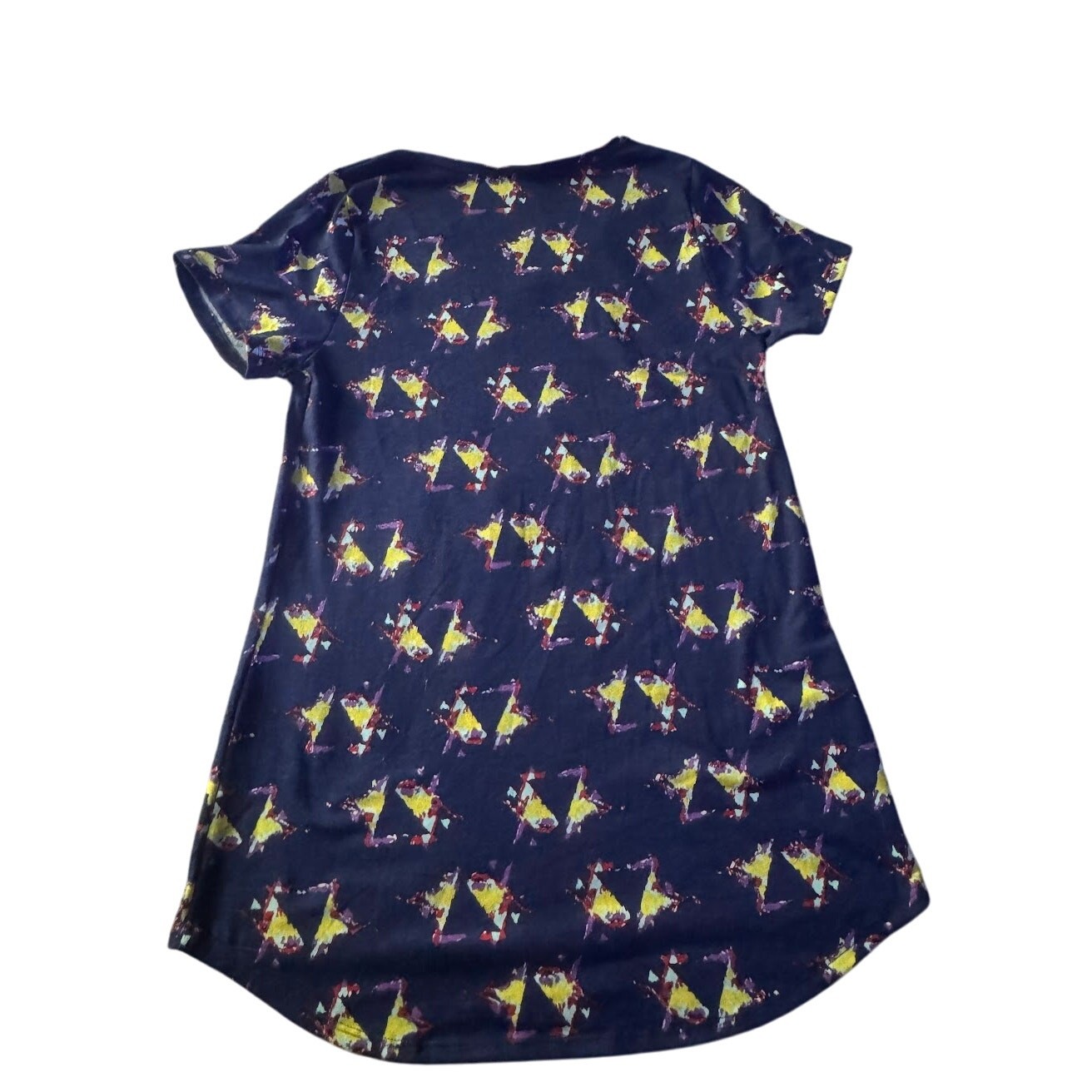 New LuLaRoe Classic T Shirt Top Womans XXS Comfy Dark Blue w/ Yellow Purple Red