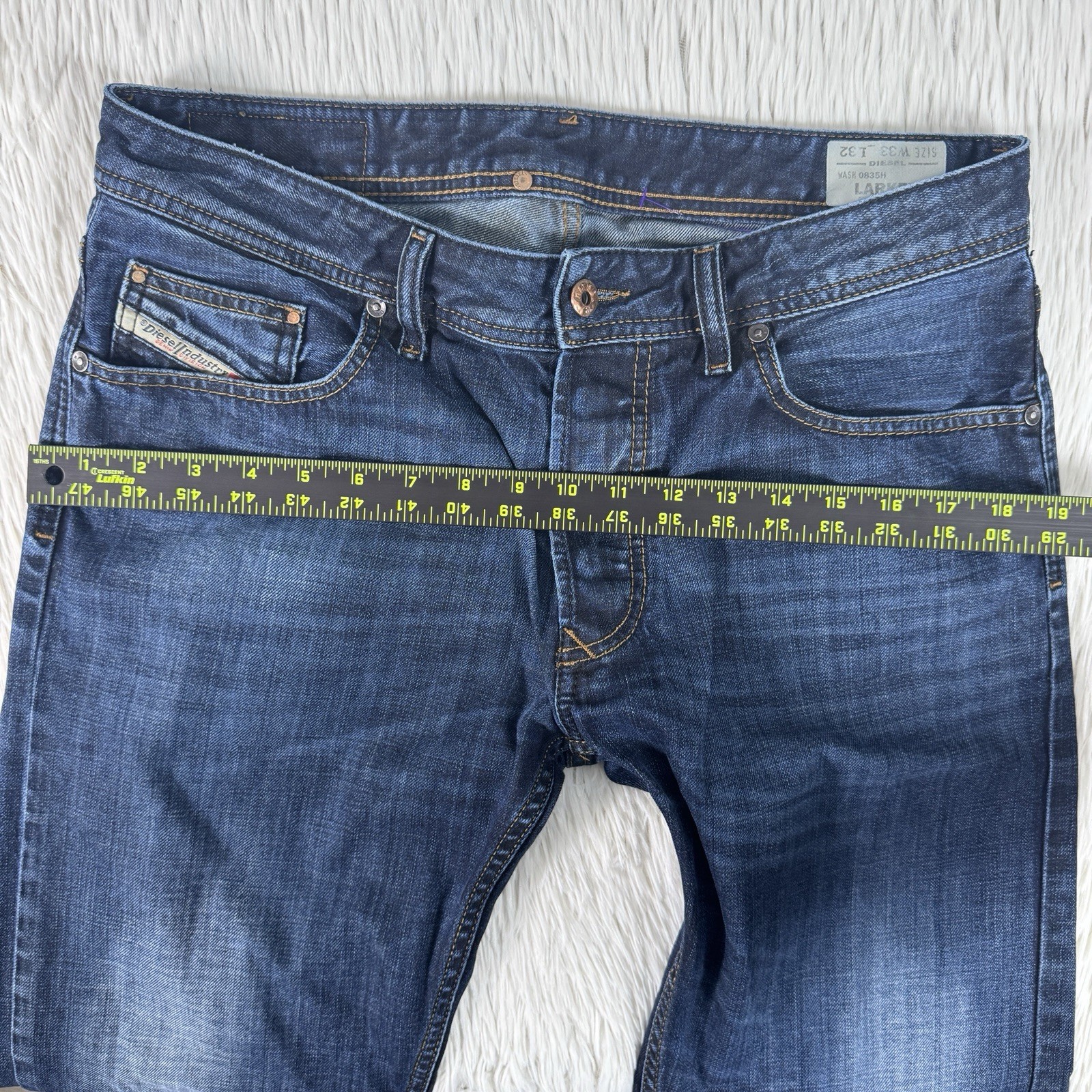 Diesel Industry Larkee Blue Dark Wash Mid-Rise Straight Leg Denim Jeans Men’s 33