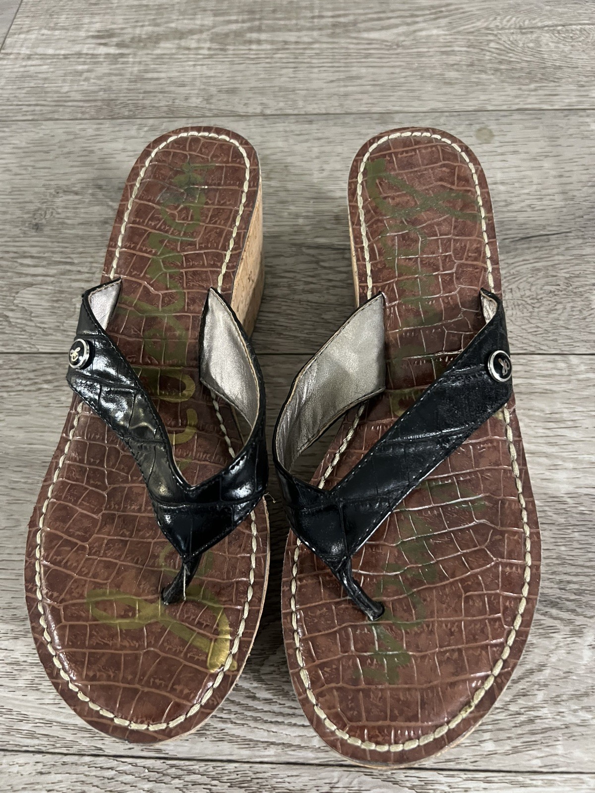 Sam Edelman Designer Romy Wedge Thong Sandals. Cork platform. GUC. Size 9.