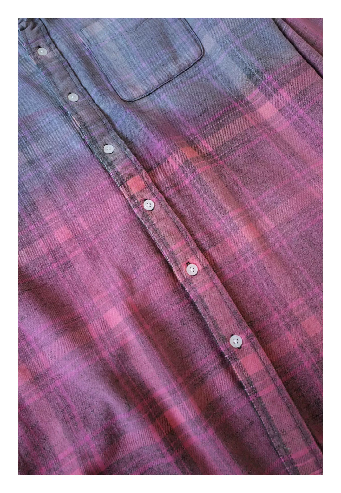 R13 26SS Reversible Shredded Seam Drop Neck Shirt purple multi/green Size S