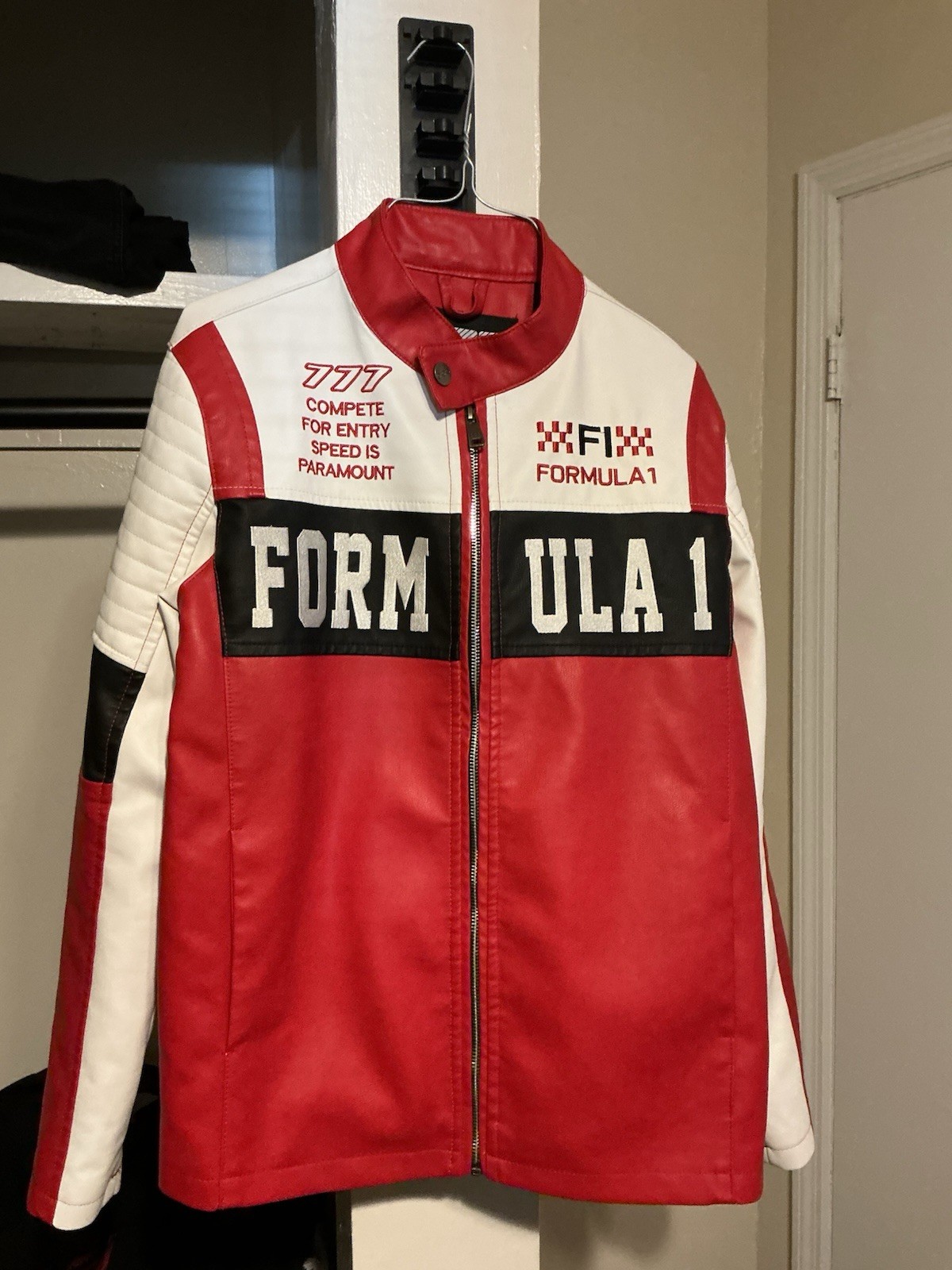 Men’s S Varsity Faux Leather Racing/Movie Jacket Lot 2 Full Zip Snap Stand