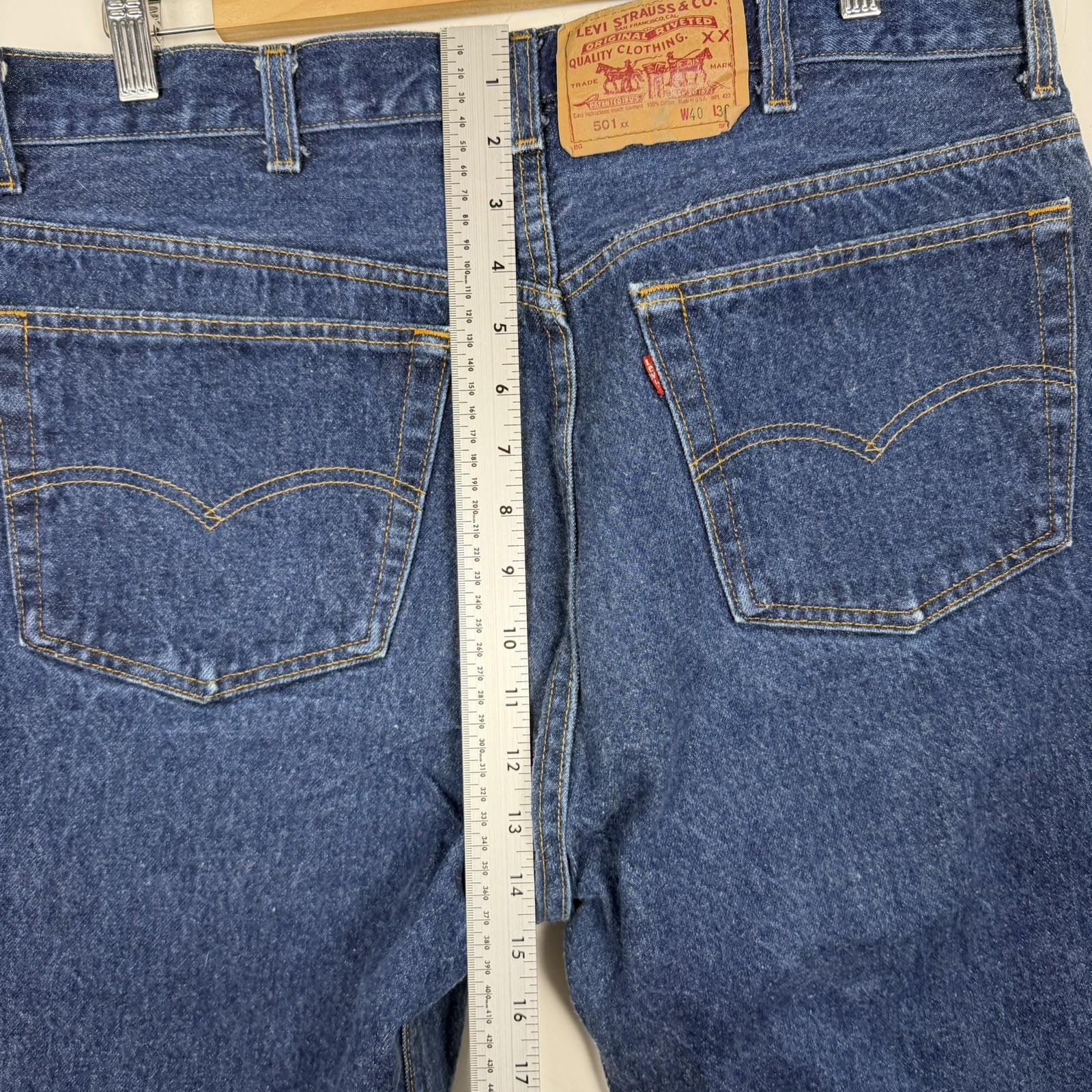Vintage Levis 501XX Jeans Mens 40×36 Blue Denim USA Made 1991 Red Paper Tag Dark