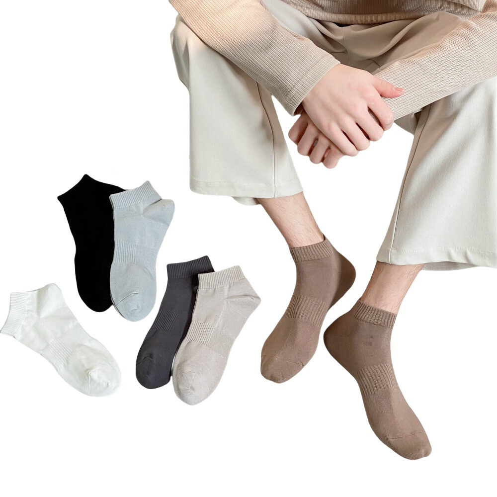 6 Pairs Men’s Cotton Low Cut Socks Stretch Elastic Breathable Short Boat Socks