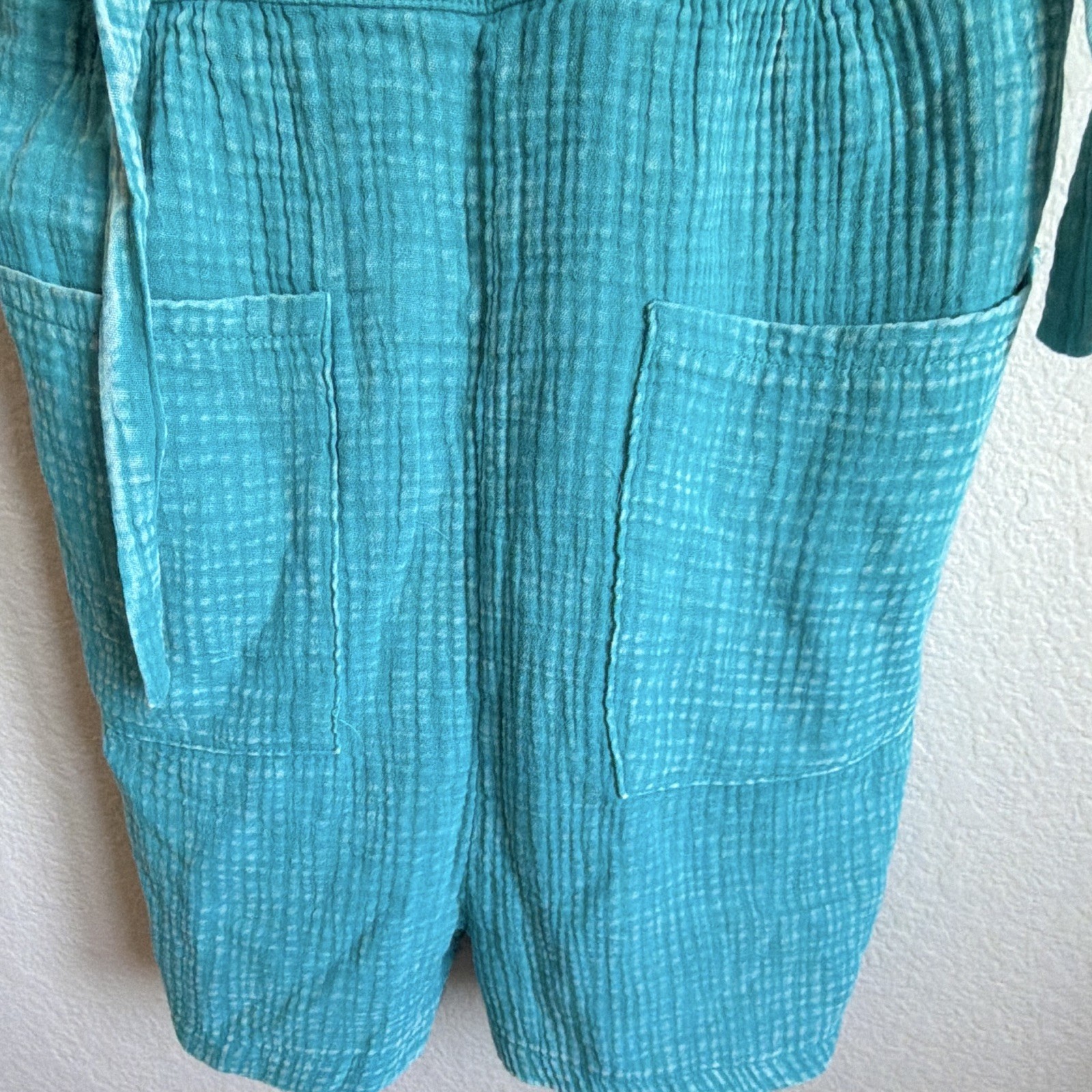Women’s Zenana Blue Cotton Woven Square Neckline Romper One Size