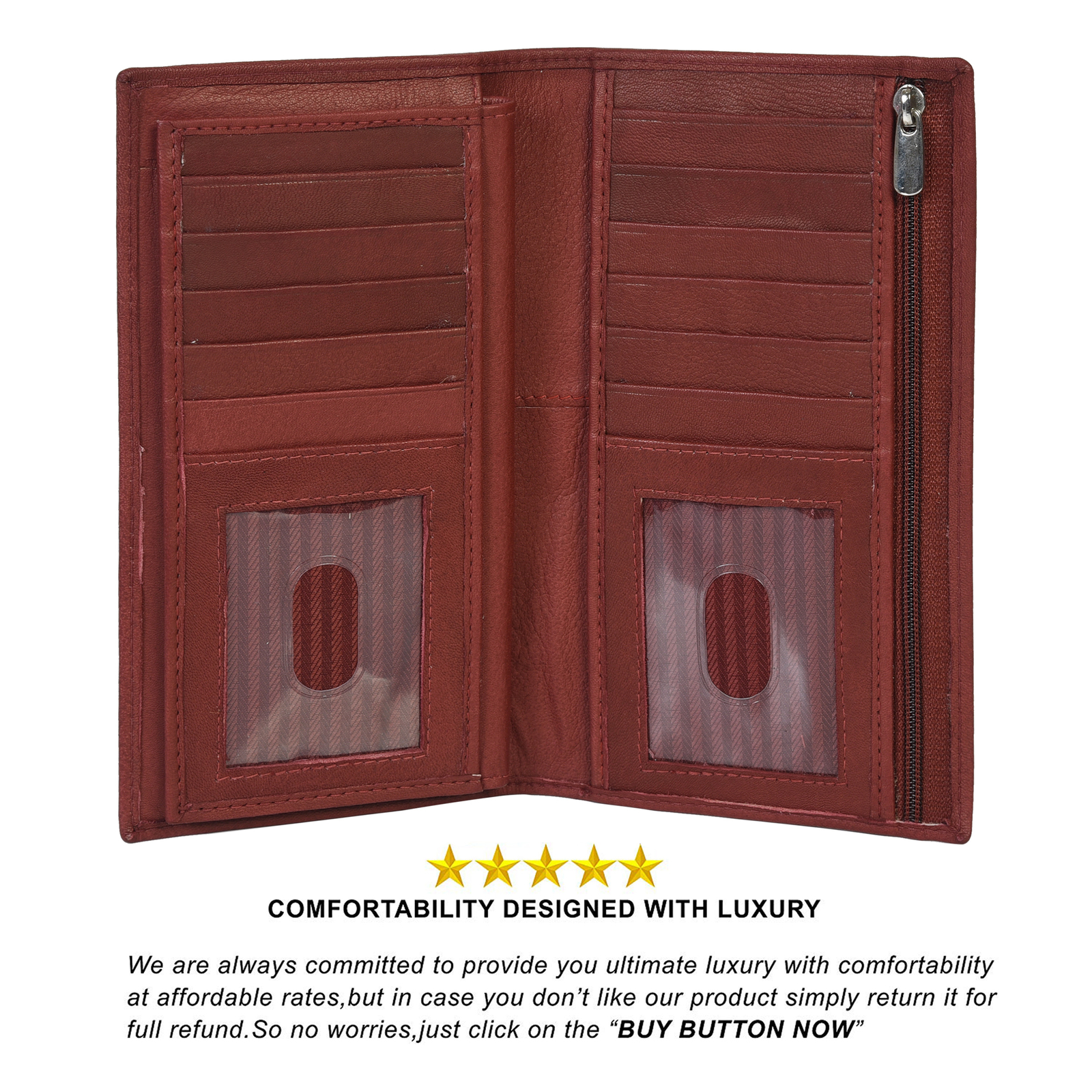 Leatherboss Genuine Leather Checkbook Cover Wallet with Credit Card Holder