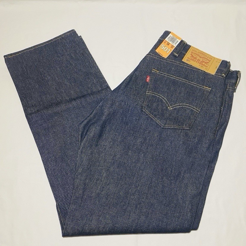 NWT Levi’s 501 Men’s Original Shrink To Fit Button Fly Dark Wash Jeans 38×32