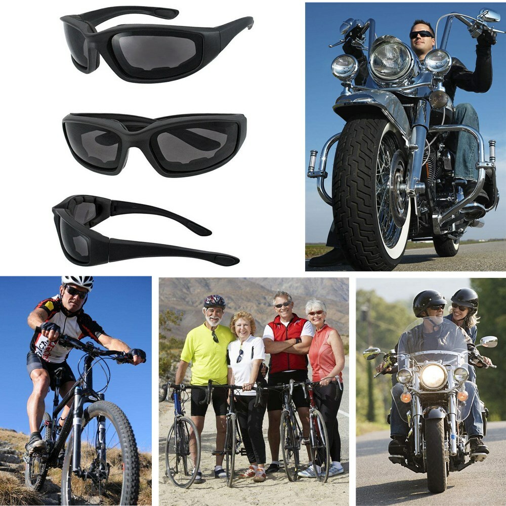 3 Pairs Chopper Padded Foam Wind Resistant Sunglasses Motorcycle Riding Glasses