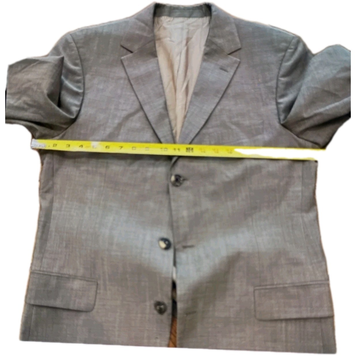 HUGO BOSS Men’s Gray Virgin Wool Single-Breasted Suit Jacket 42L Double-Vented