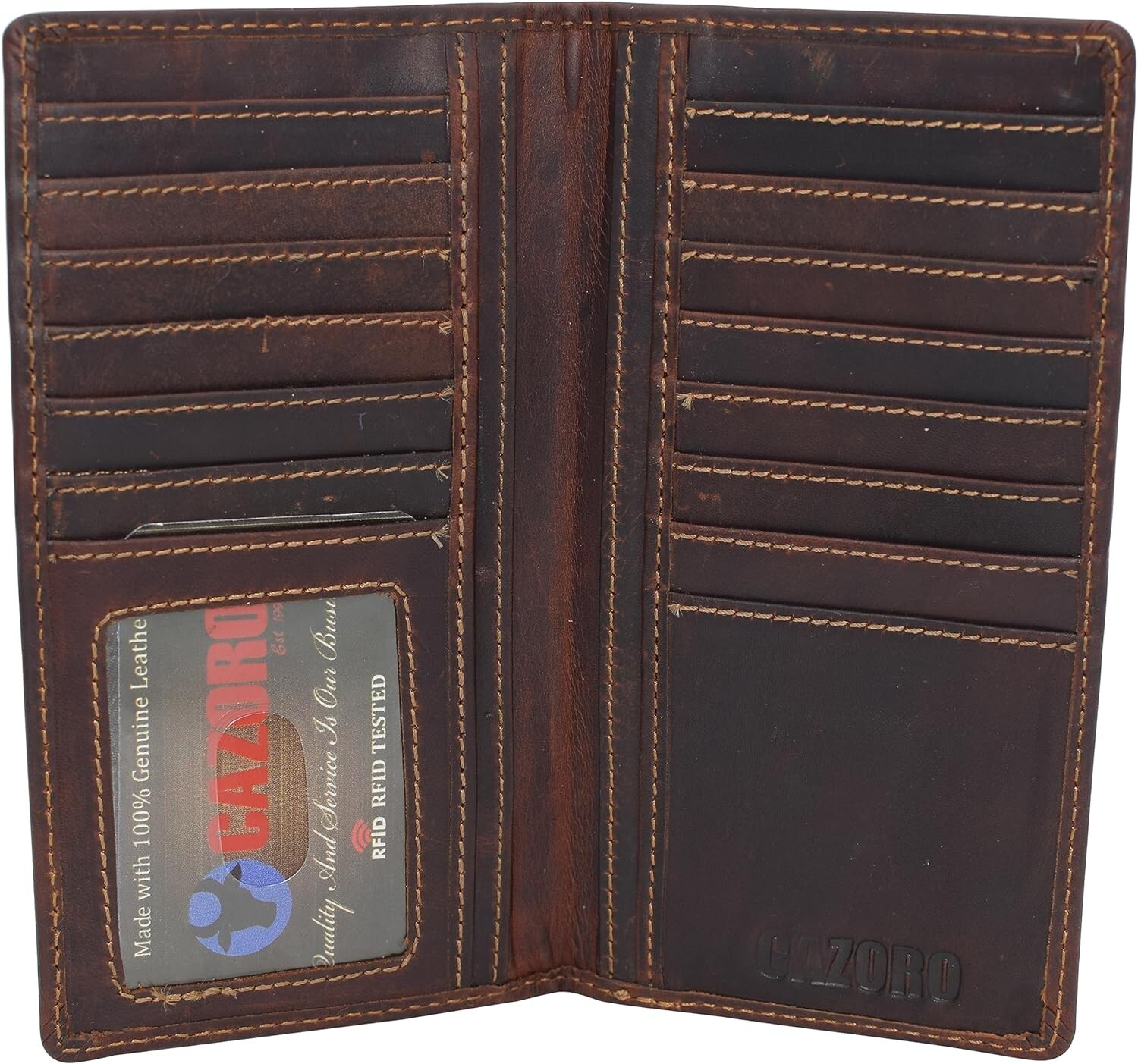 100% Genuine Leather, RFID, Bifold, Checkbook Wallet, buffalo vintage leather
