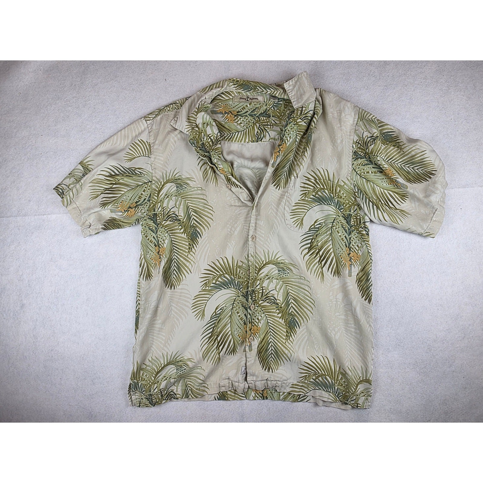 Tommy Bahama Vintage Silk Palm Tree Button Down Size Large Tall