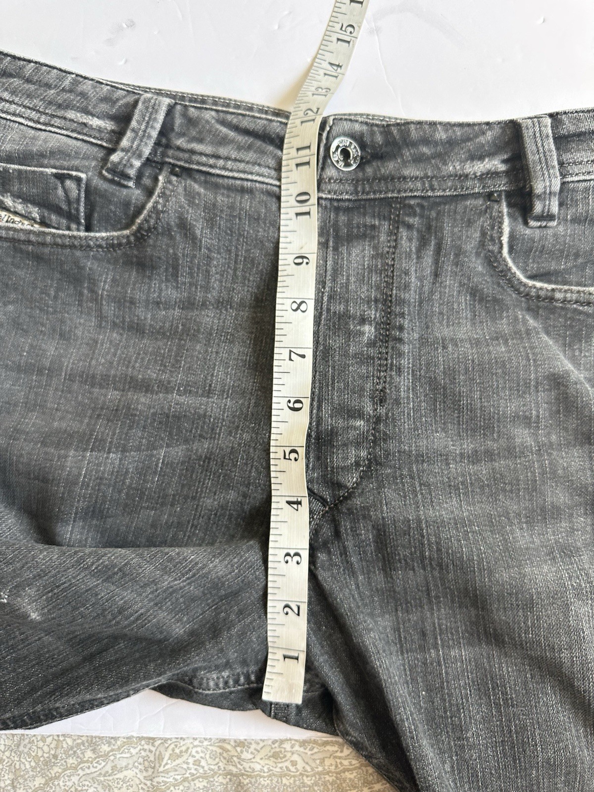 DIESEL Men’s Gray/Black Heeven Button Fly Distressed Denim Jeans- Size 33×34