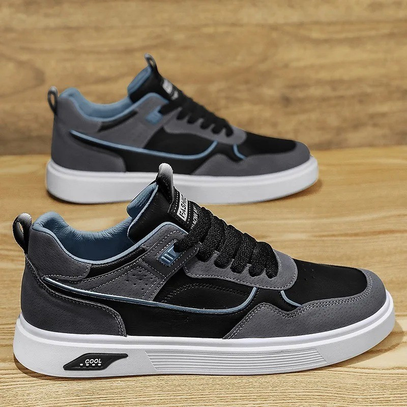 Men’S Leather Casual Sneakers Breathable Comfortable Walking Daily Wear Shoes