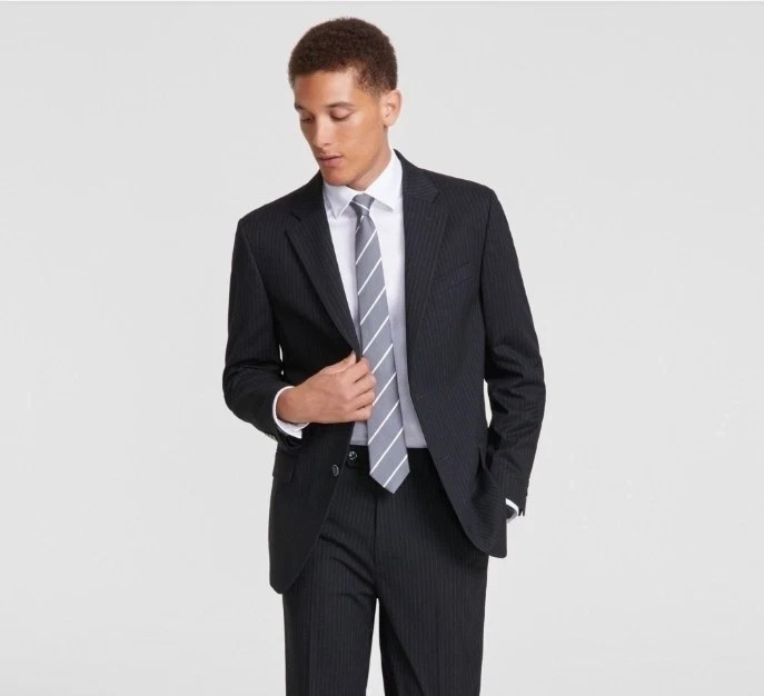 Nautica Men’s Modern-Fit Stretch Suit – Black Stripe 48 R