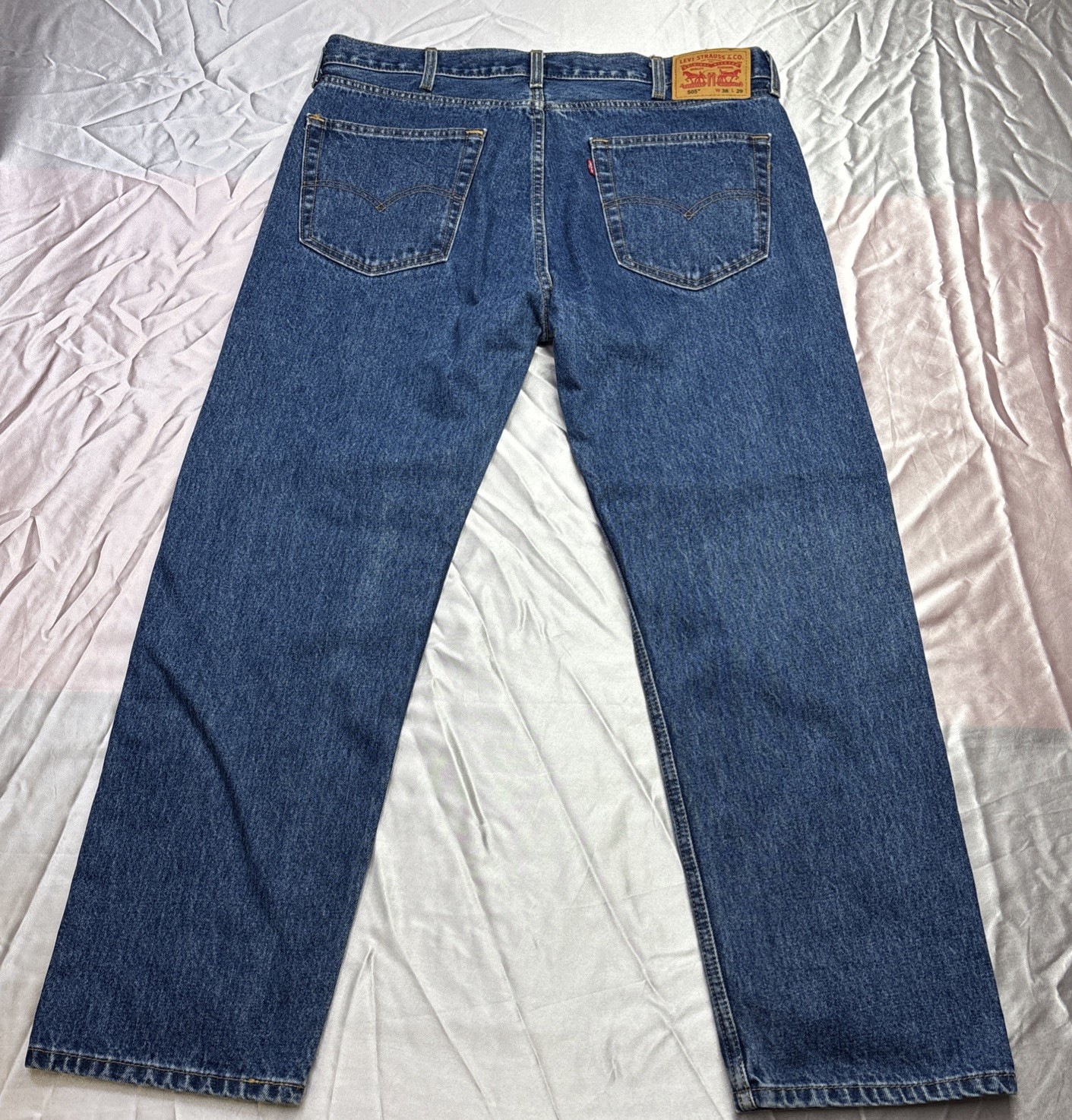 Levi’s 505 Regular Fit Men’s Blue Jeans Dark Wash Sz 38×29 Straight Leg