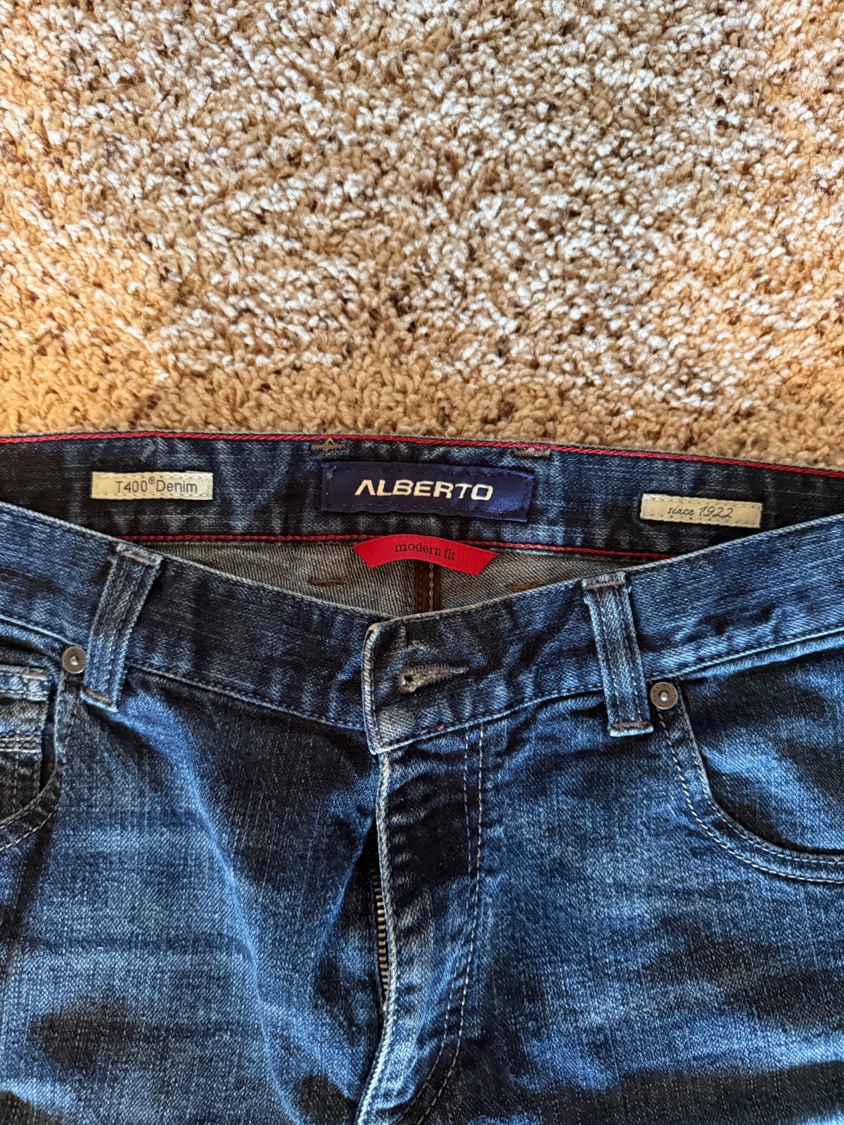 ALBERTO STONE Jeans Blue Denim Dark Wash Modern Fit Stretch Mens 31×32 t400