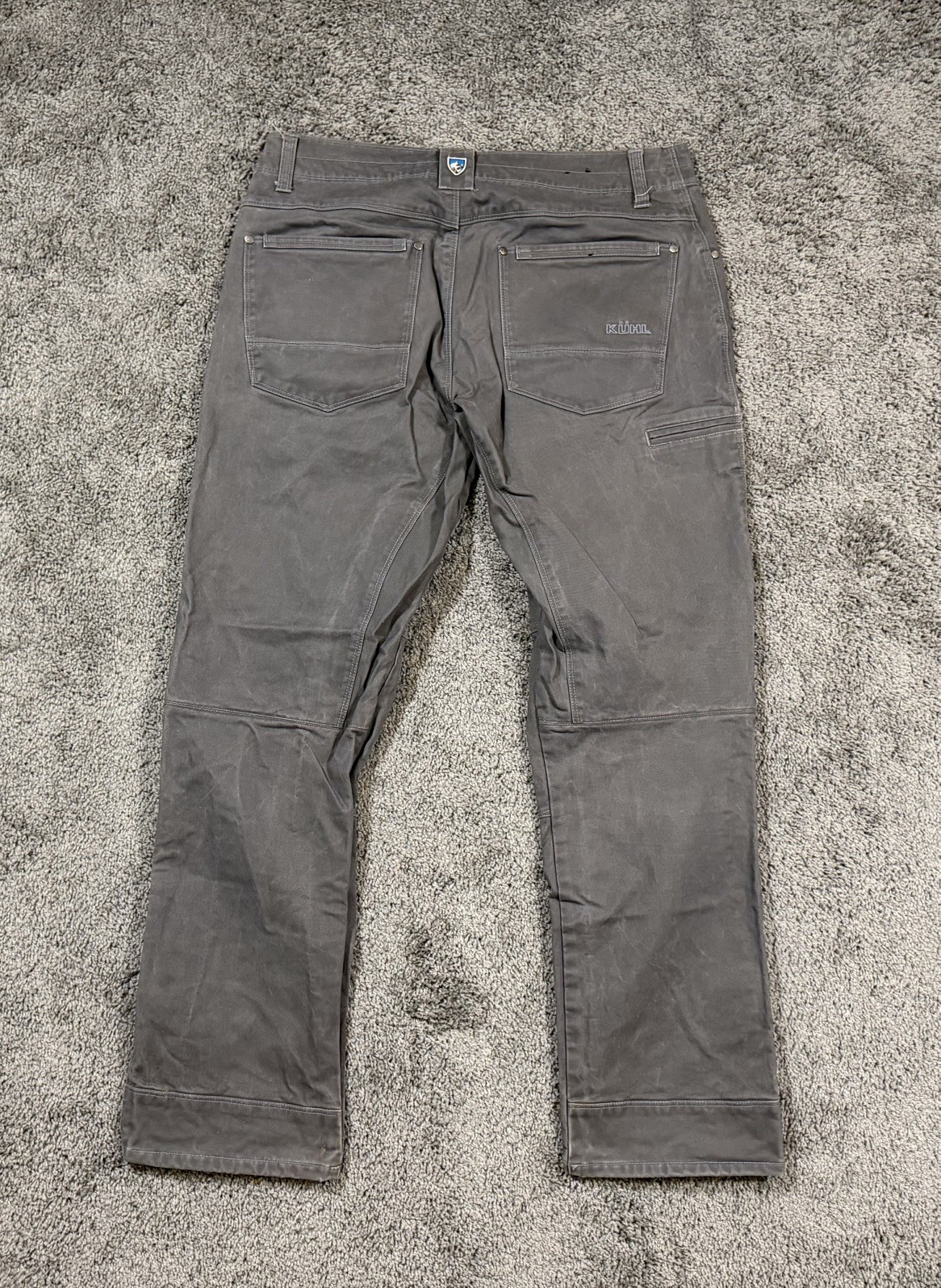 Kuhl Rydr Pants Mens 34×32 Gray Vintage Hiking Camping Outdoor Patina Dye Canvas