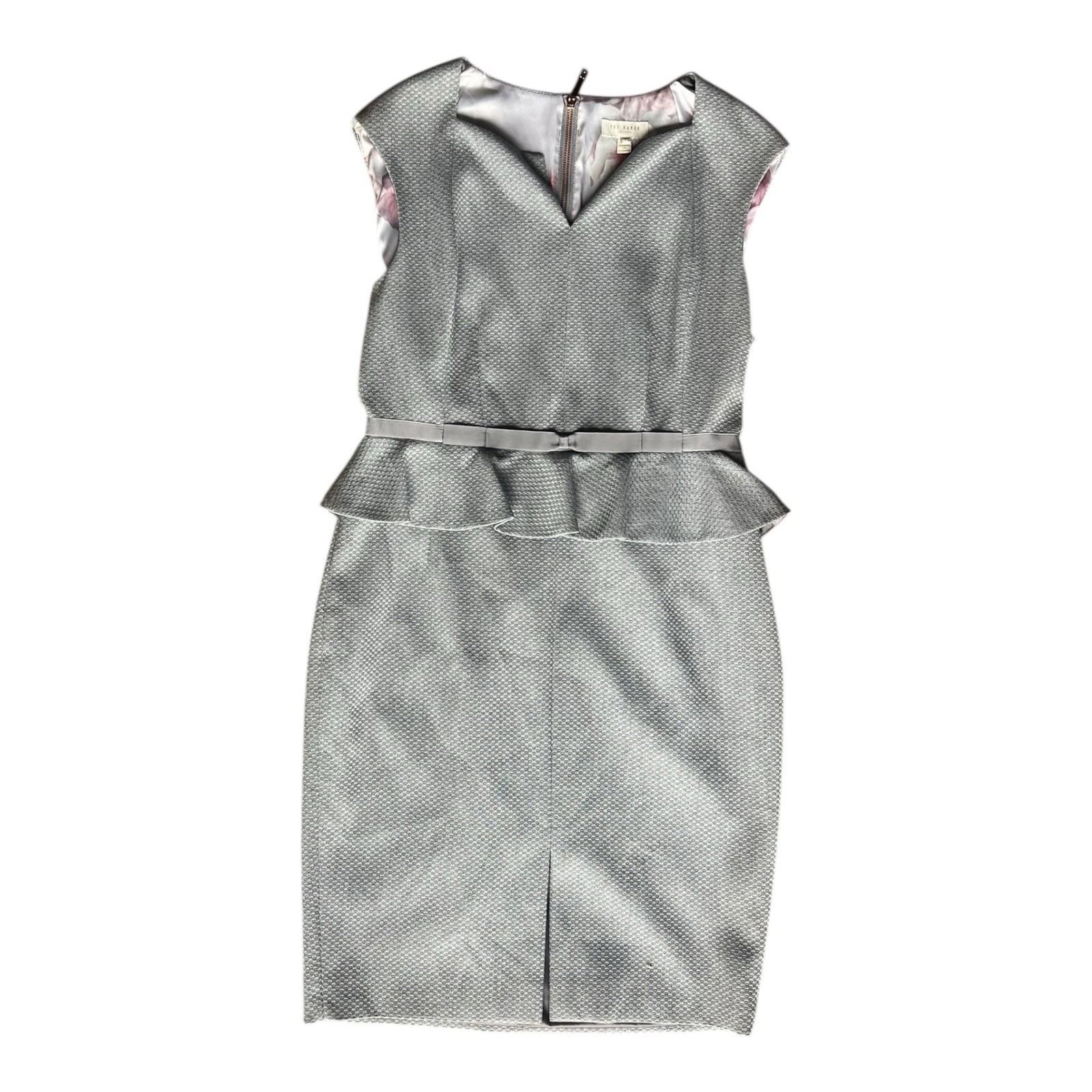 Ted Baker London Women’s Pencil Dress Size 4 Gray Party Luxury Elegant Formal